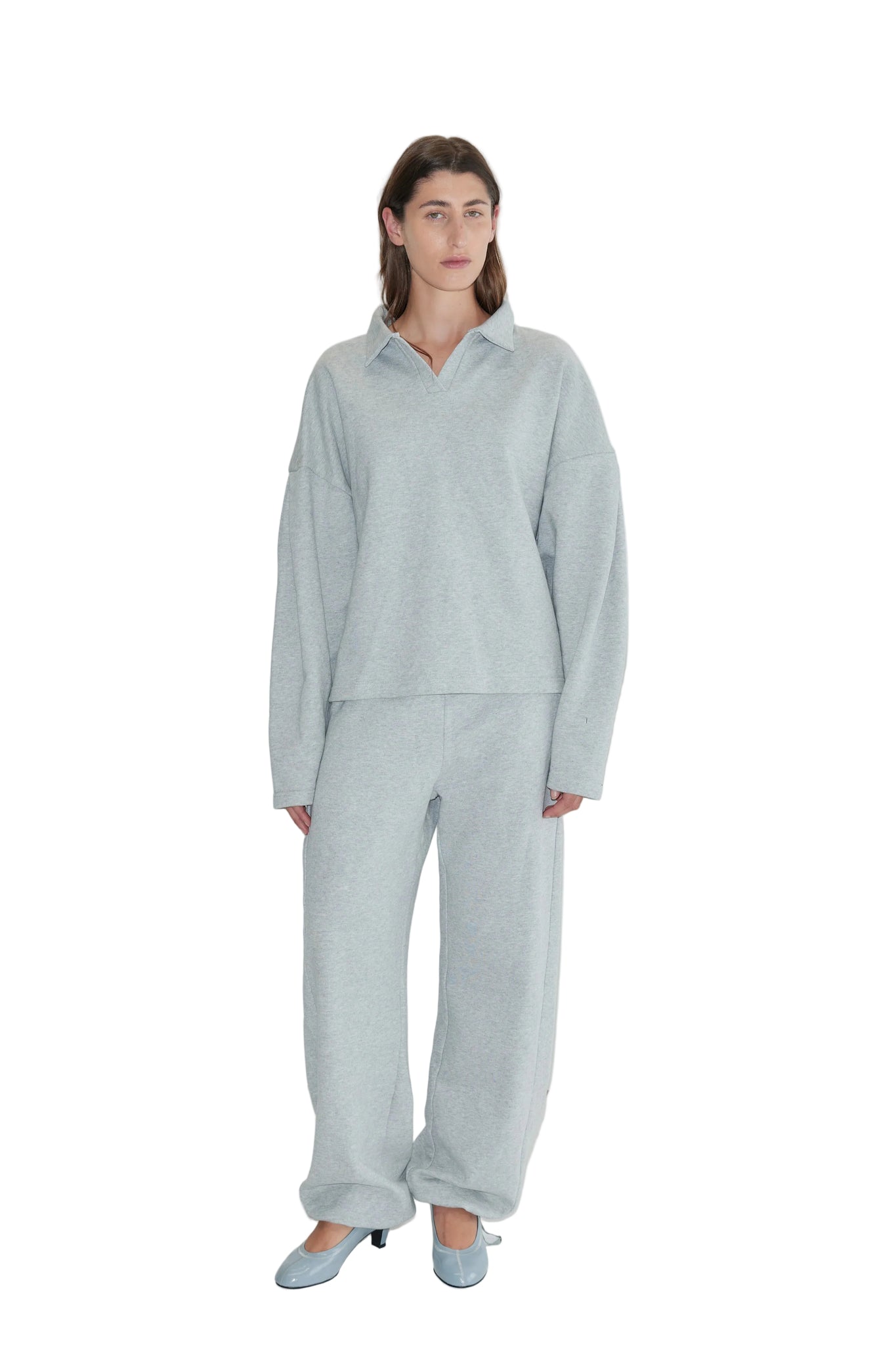 Deiji Studios Side Pleat Pant in Grey Marl