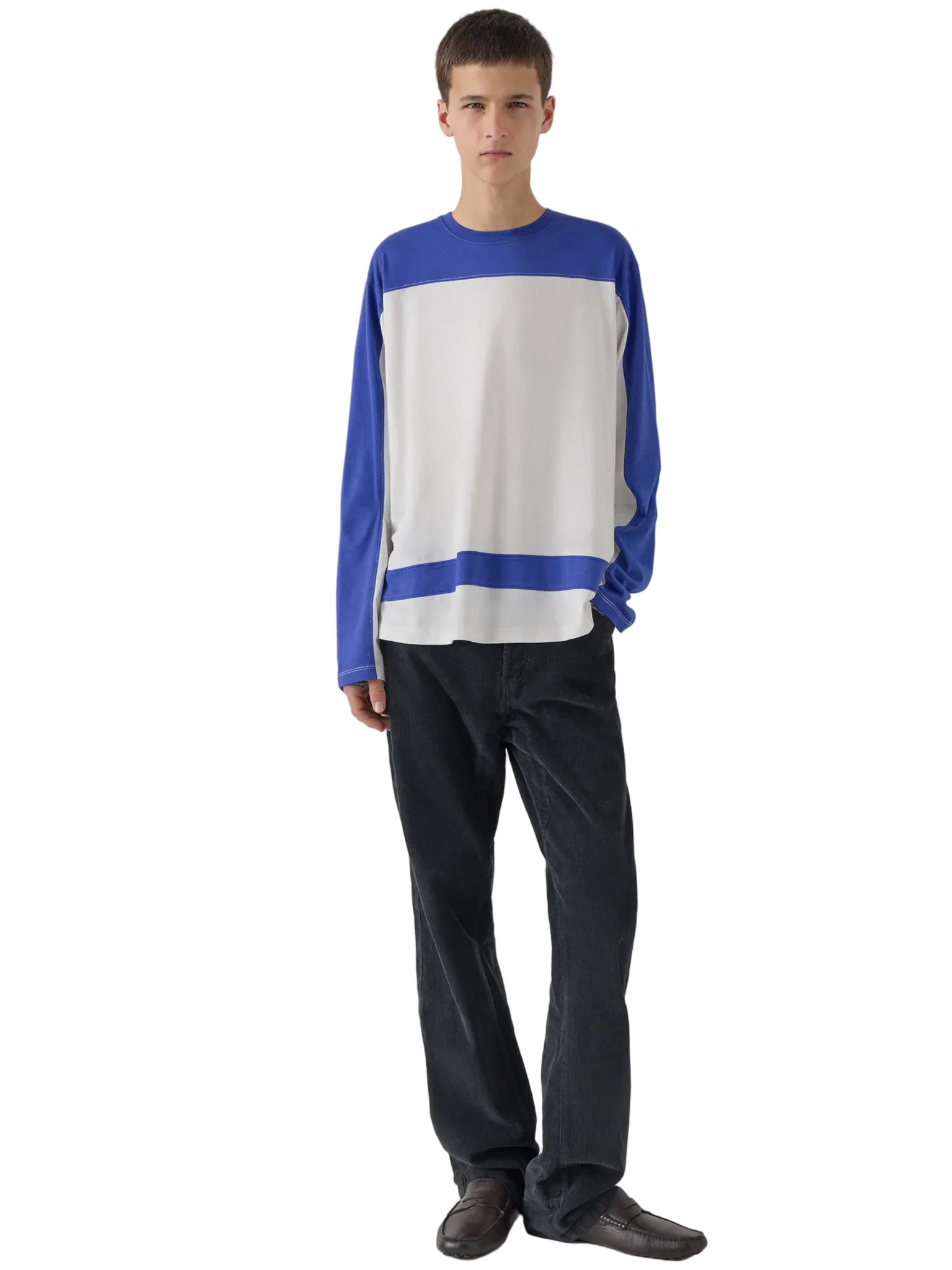 Gimaguas Dustin Long Sleeve T-shirt in White/Navy