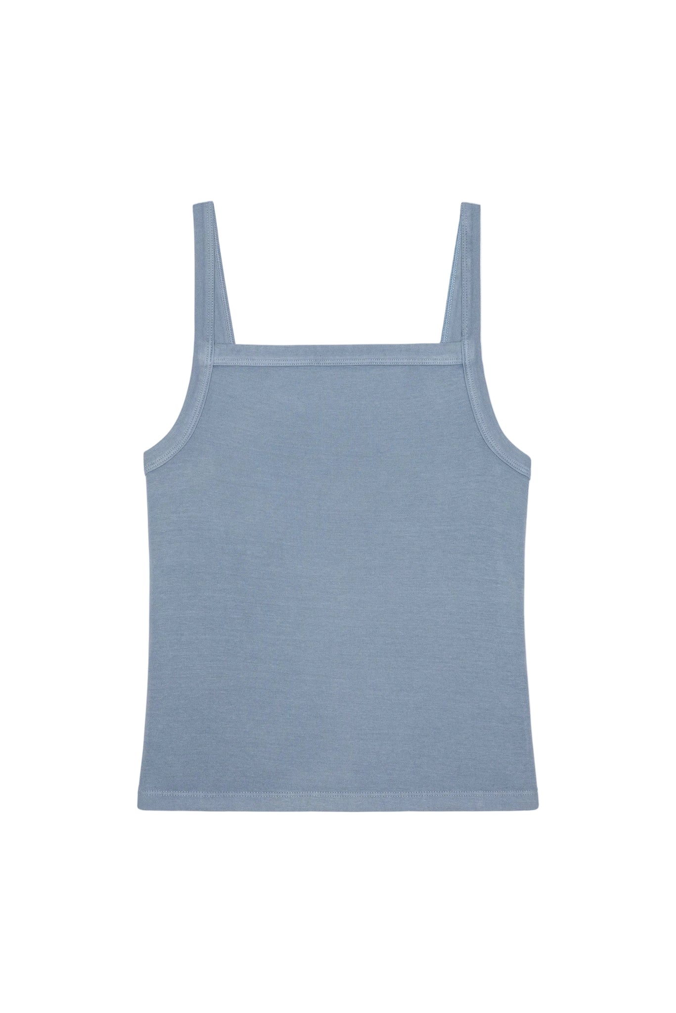 DONNI. Baby Rib Square Neck Tank in Cornflower