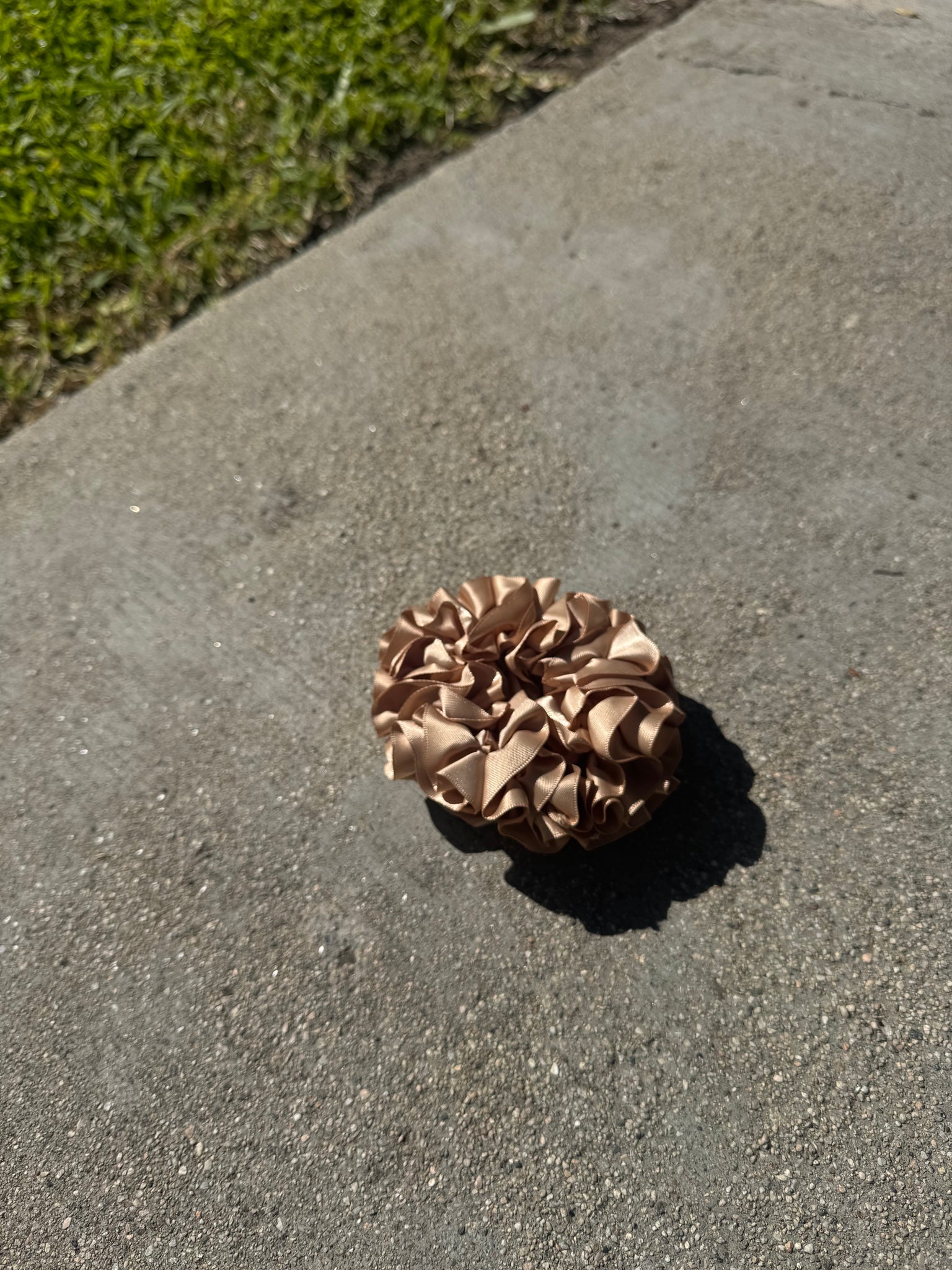 Maryam Nassir Zadeh Carnation Scrunchie in Latte Satin