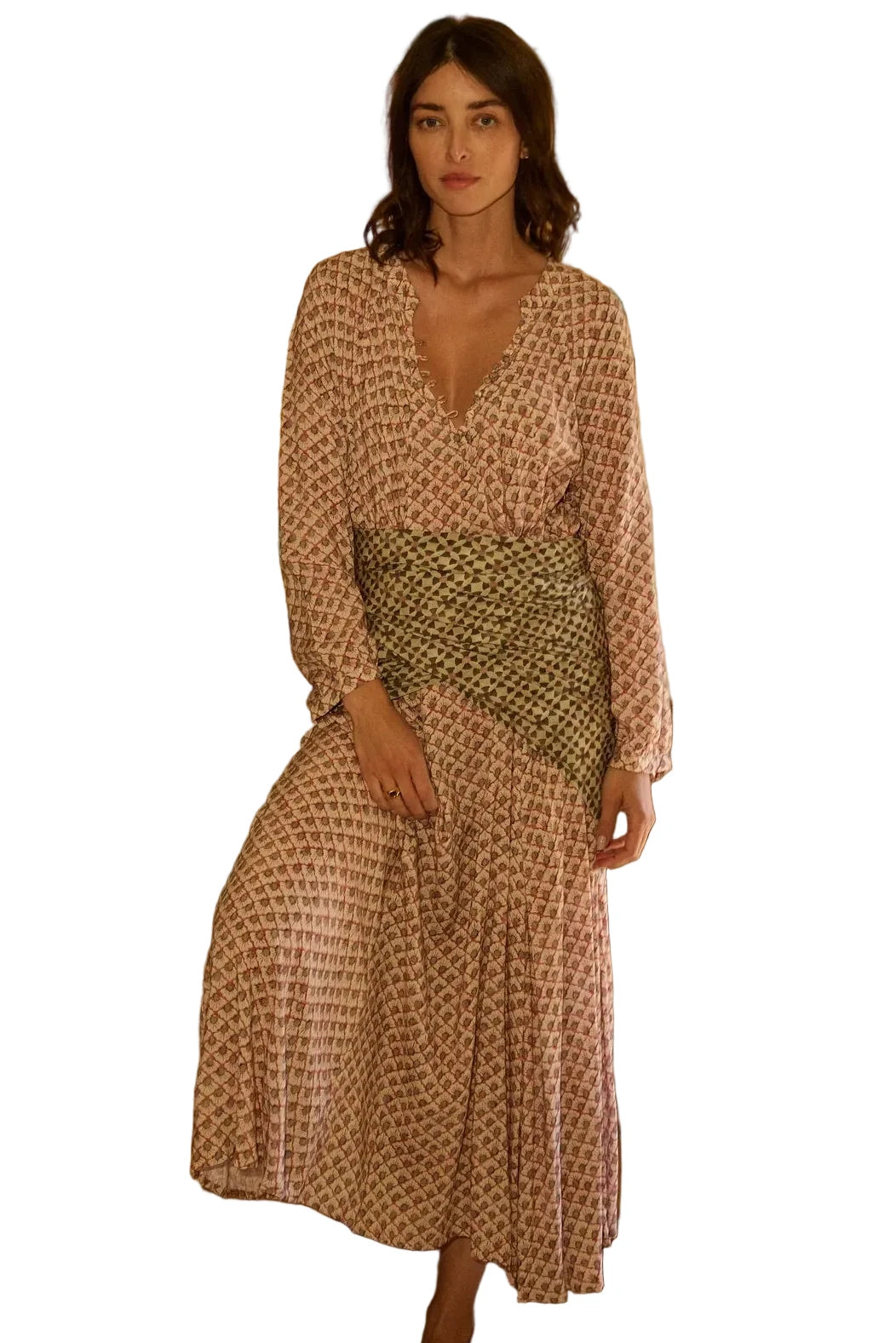 Natalie Martin Fiore Maxi Dress in Scallop Blush