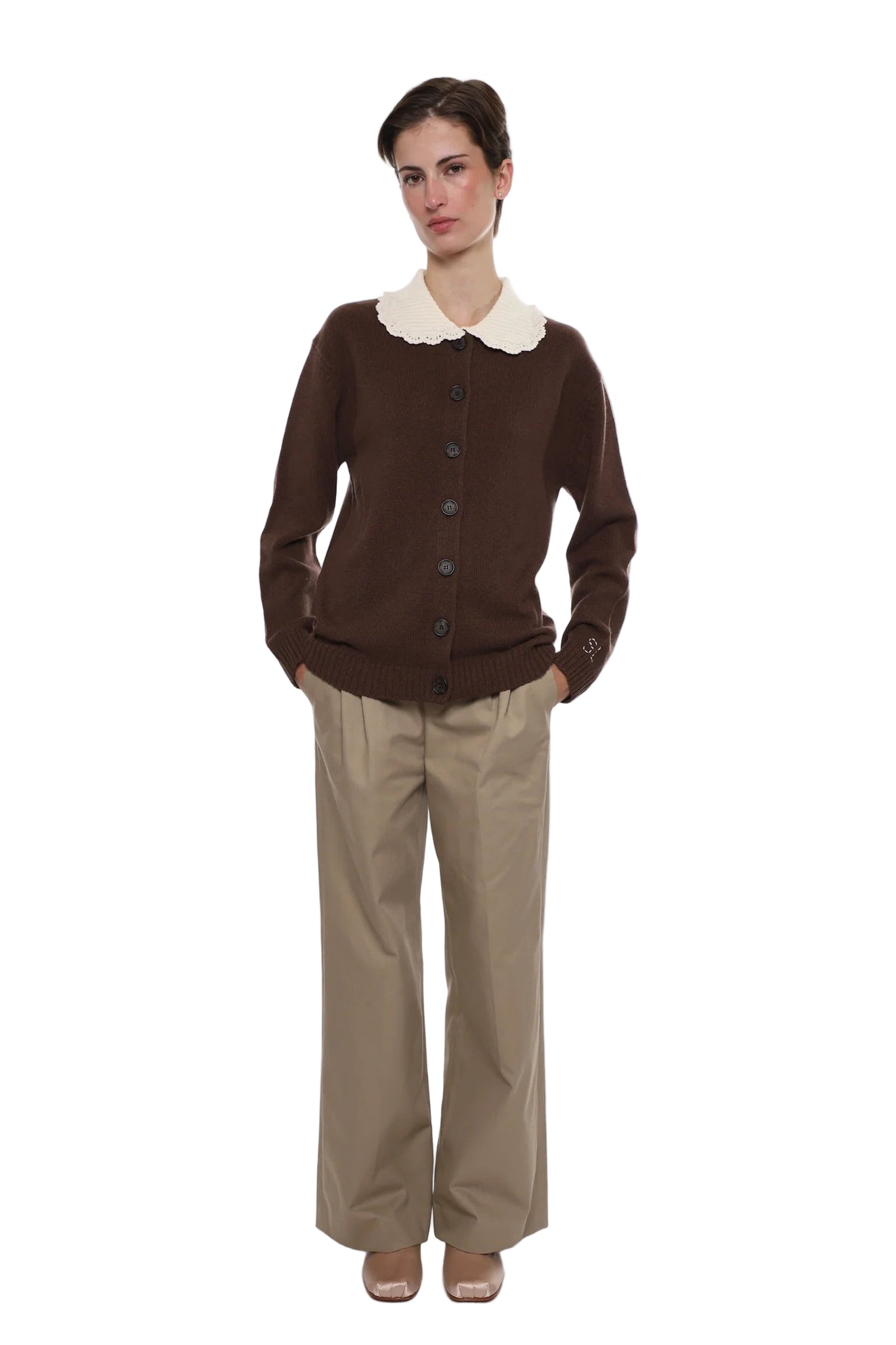 Sandy Liang Koda Cardigan in Chocolate