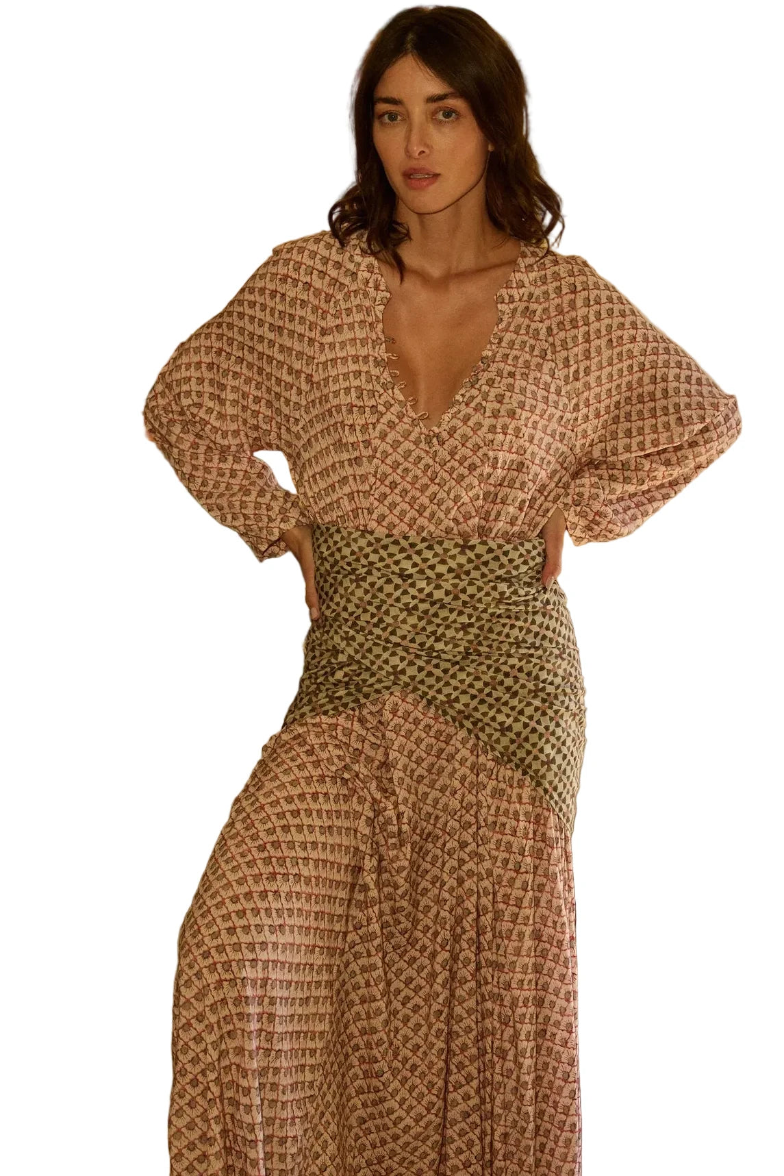 Natalie Martin Fiore Maxi Dress in Scallop Blush
