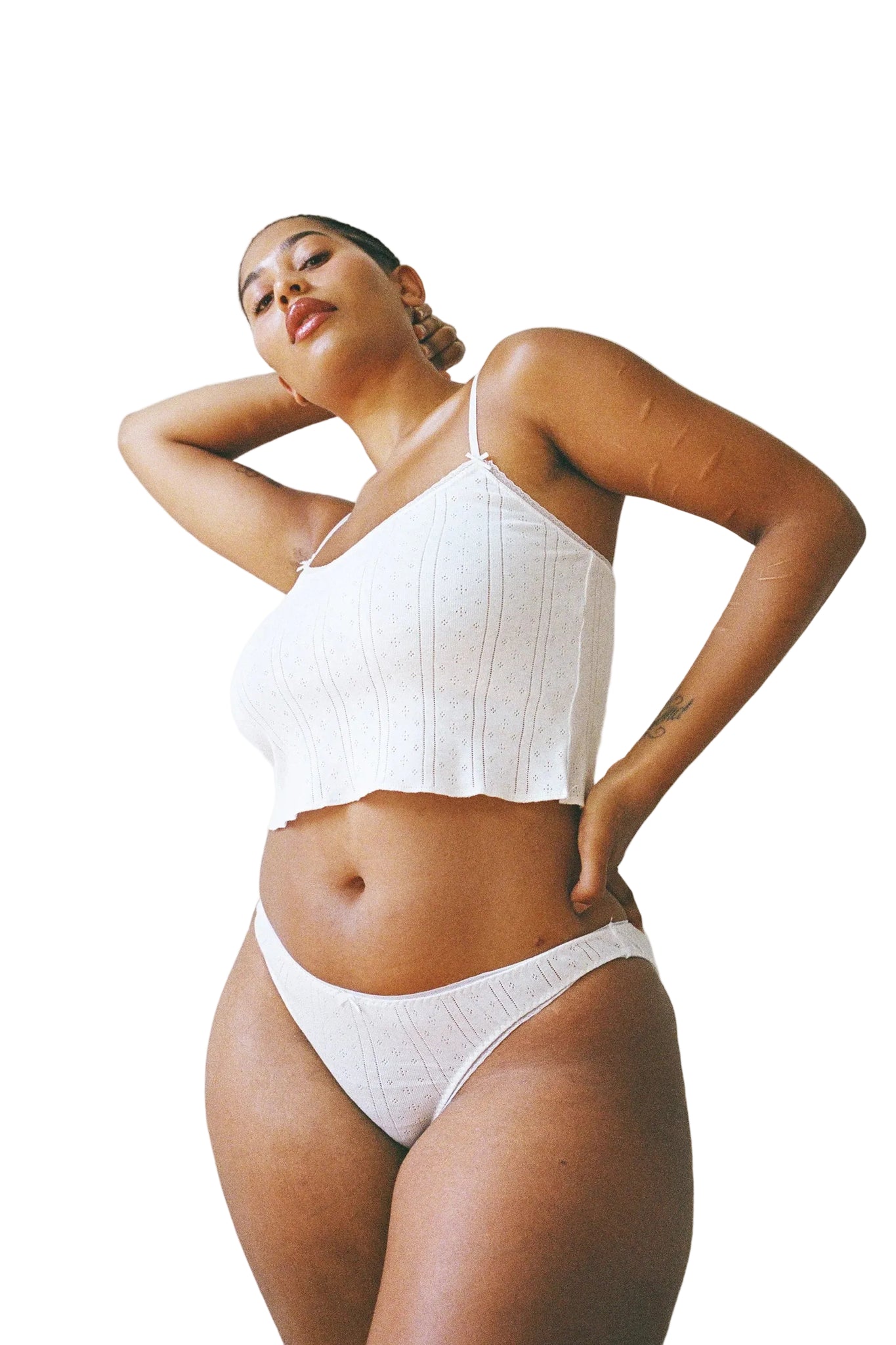 Cou Cou The High Rise Brief in White Pointelle