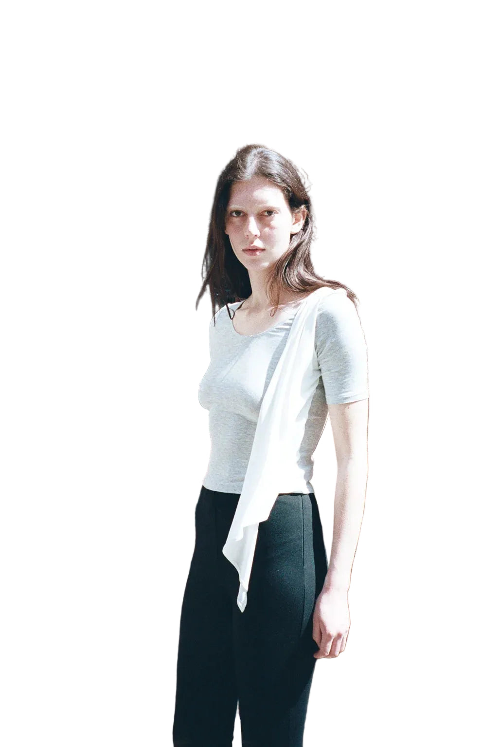 Maryam Nassir Zadeh Lara Sash Top in Allumino/White