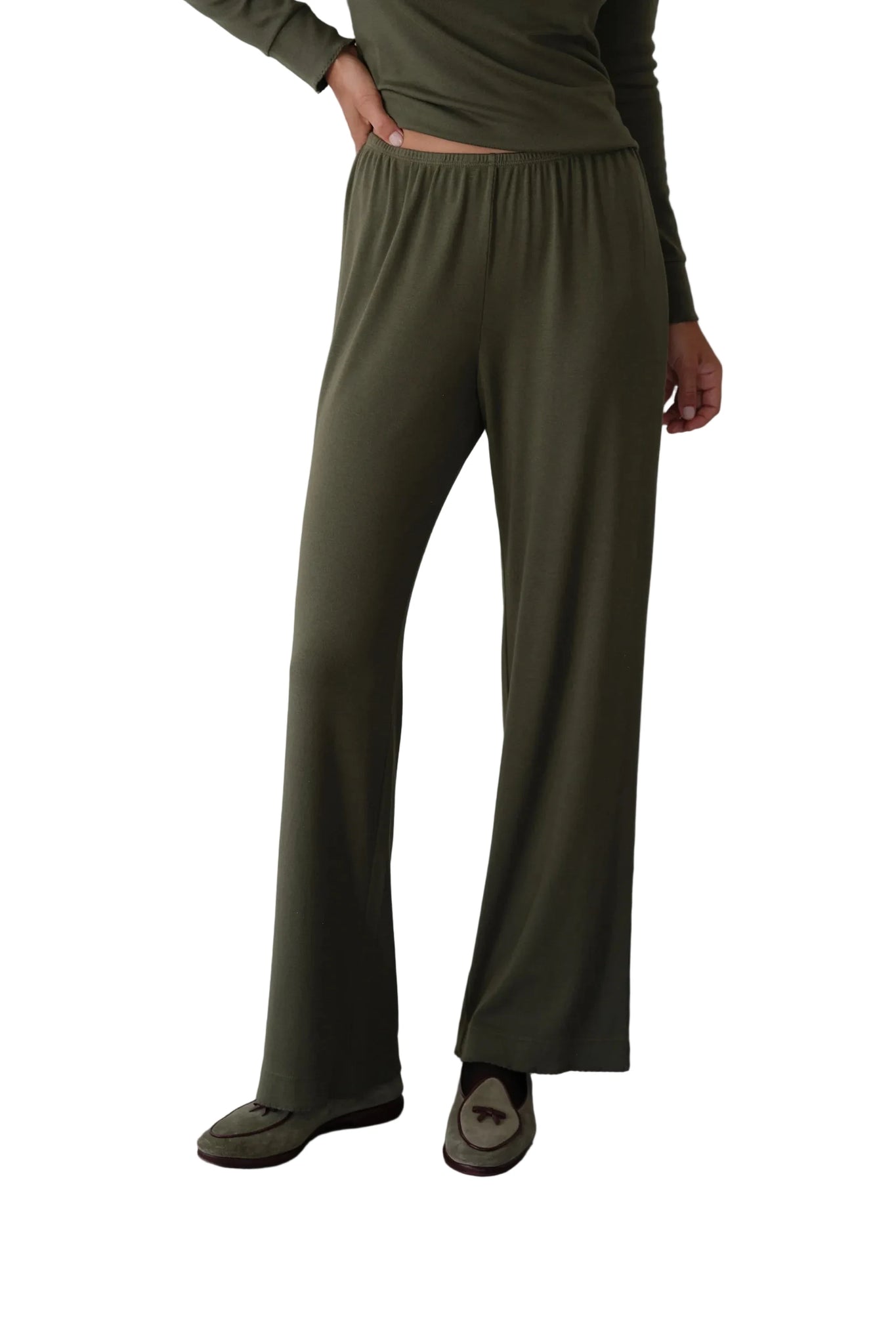 DONNI. Baby Rib Scallop Pant in Oregano