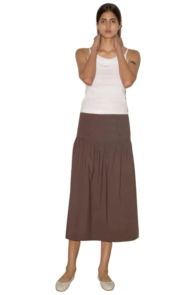 Deiji Studios Button Skirt in Chocolate