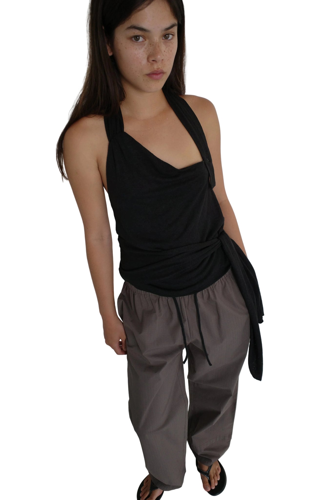 Deiji Studios Layered Pant in Khaki Check