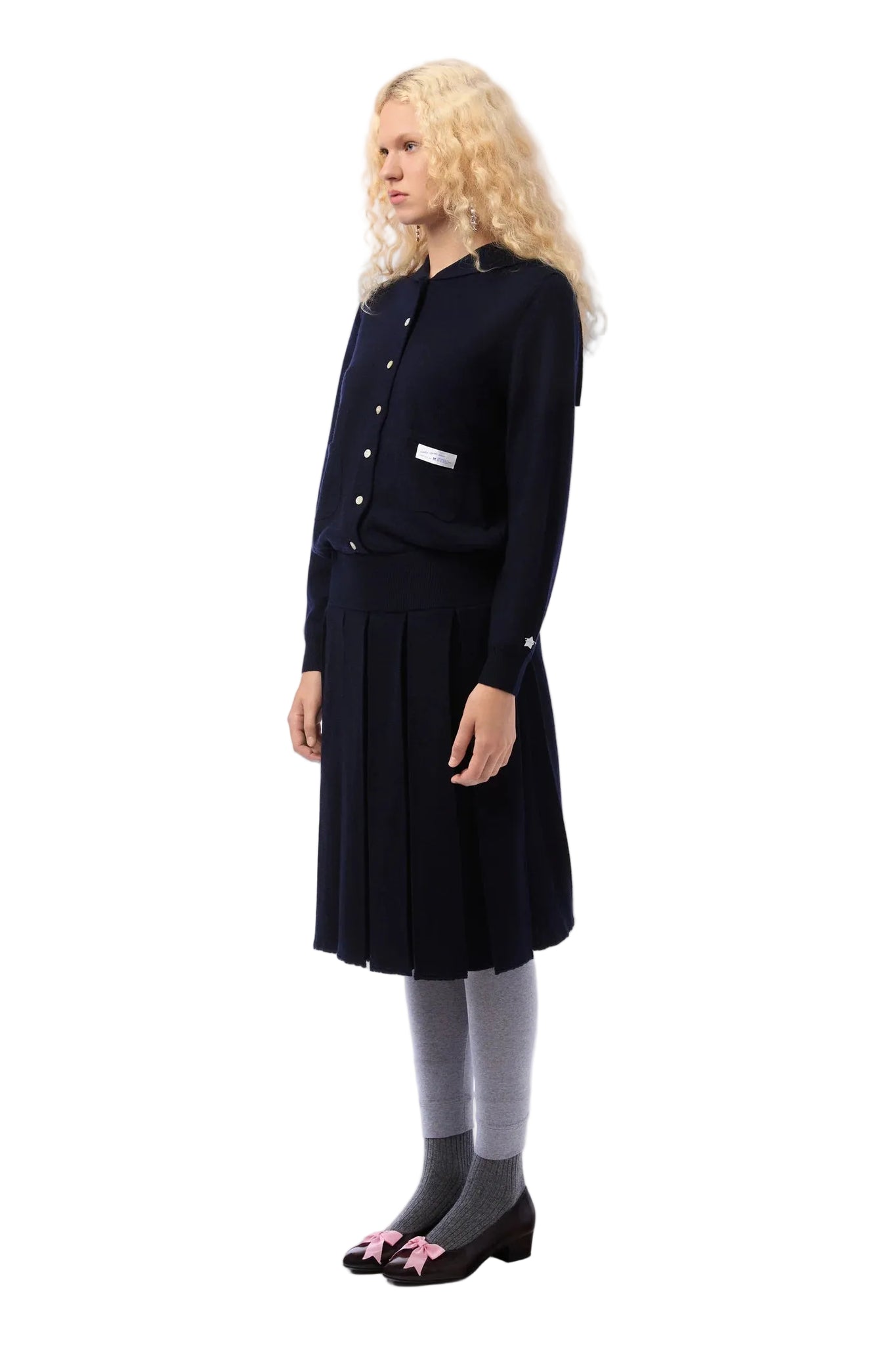 Sandy Liang Shortcake Knit Dress in Navy