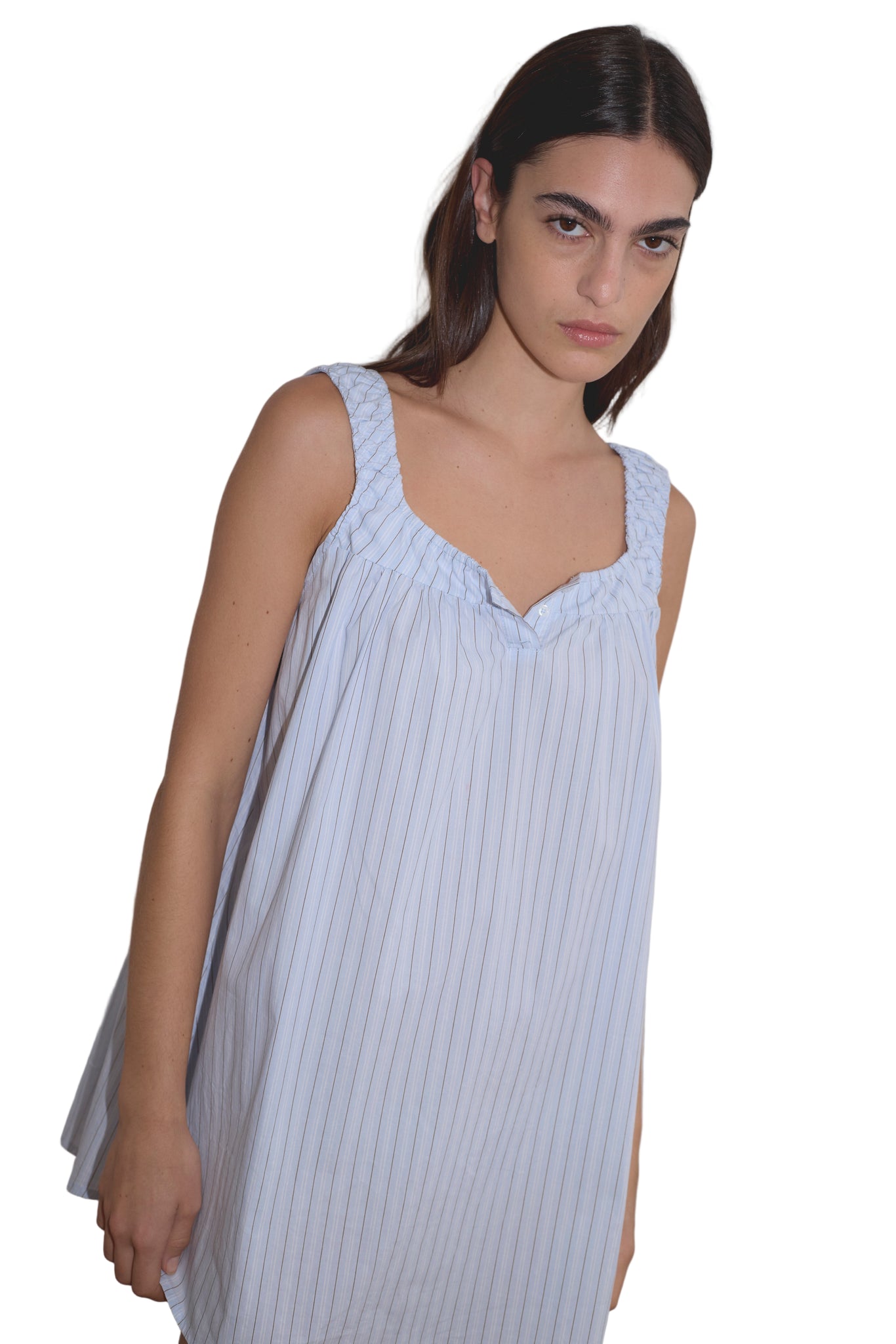 Deiji Studios Yoke Mini Dress in Mineral Stripe