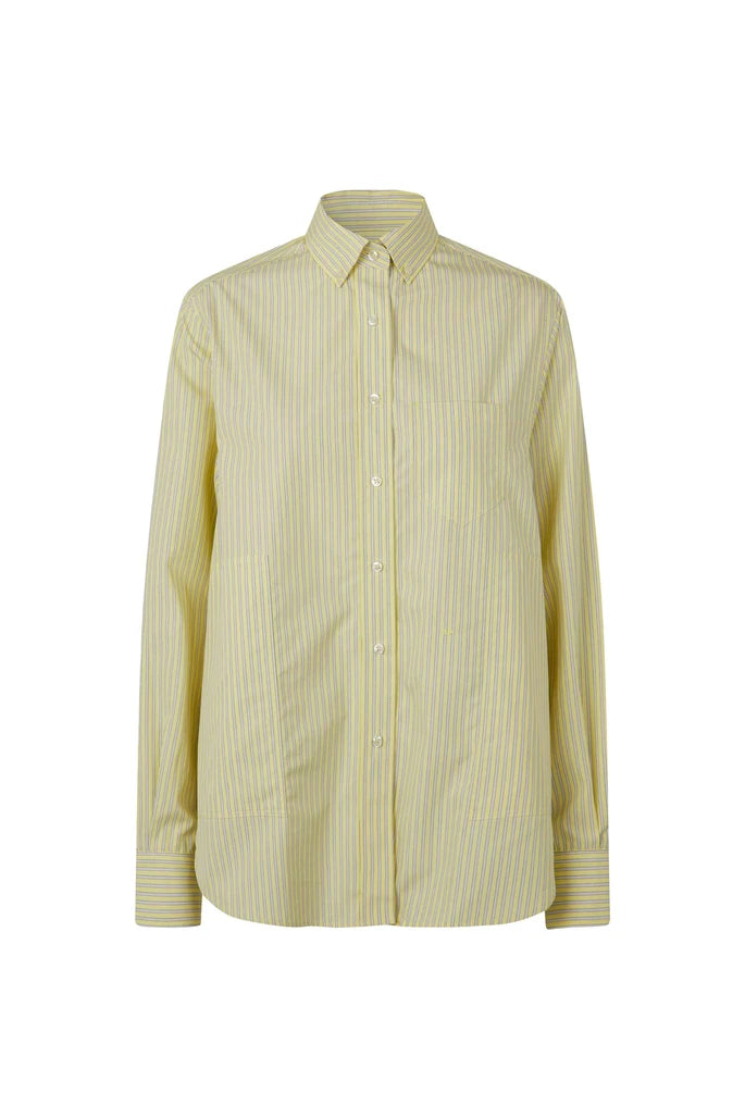 Saks Potts William Shirt in Muted Yellow Stripe