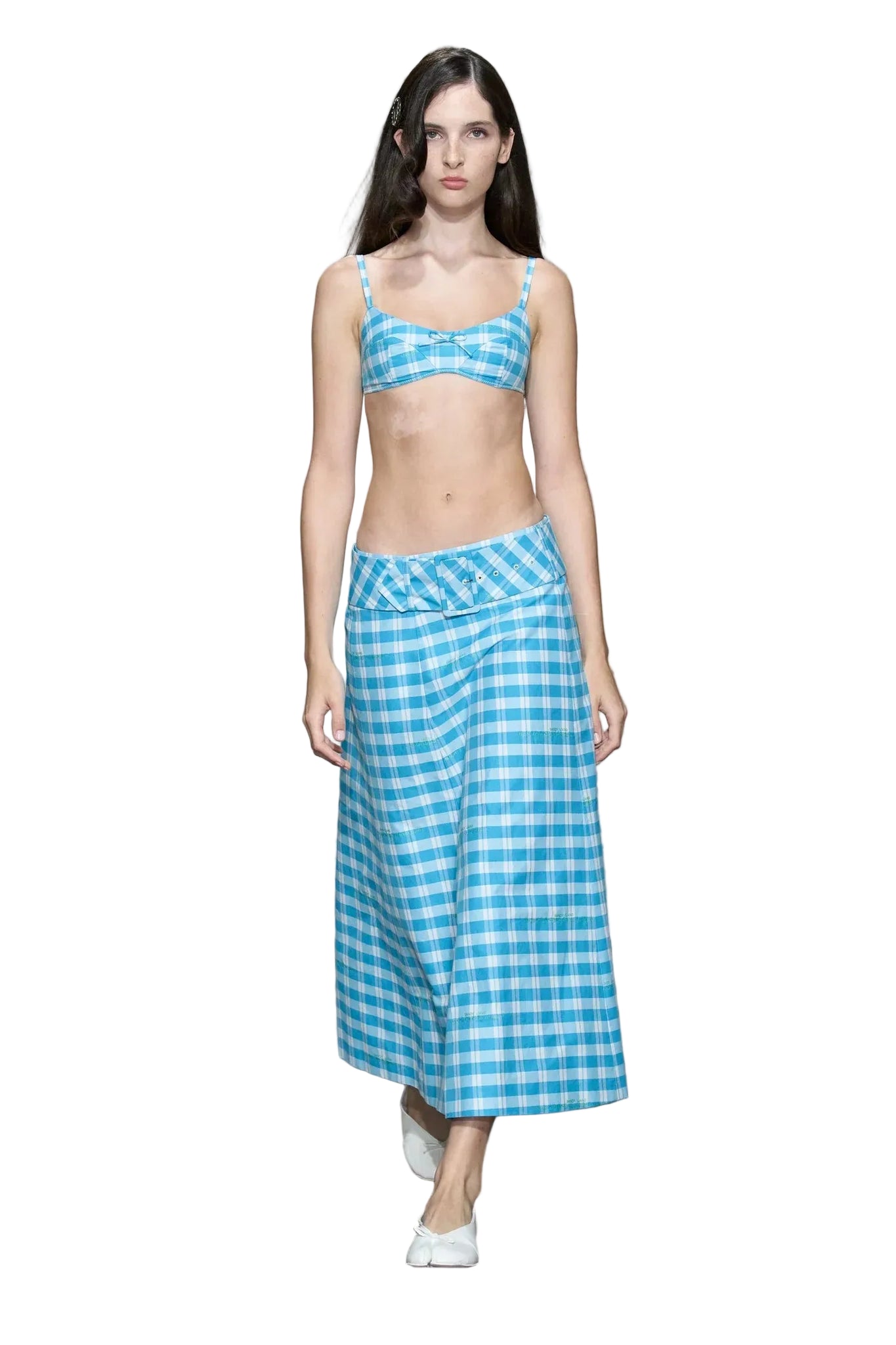 Sandy Liang Clio Skirt in Blue Multi Plaid