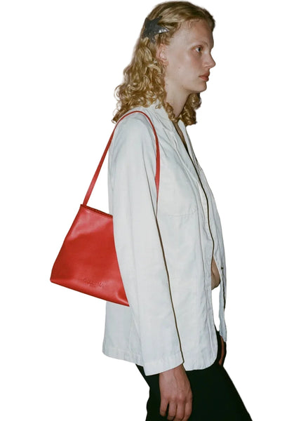 Merrma Earth Bead Leather Bag with Comb in Red Cinnabar