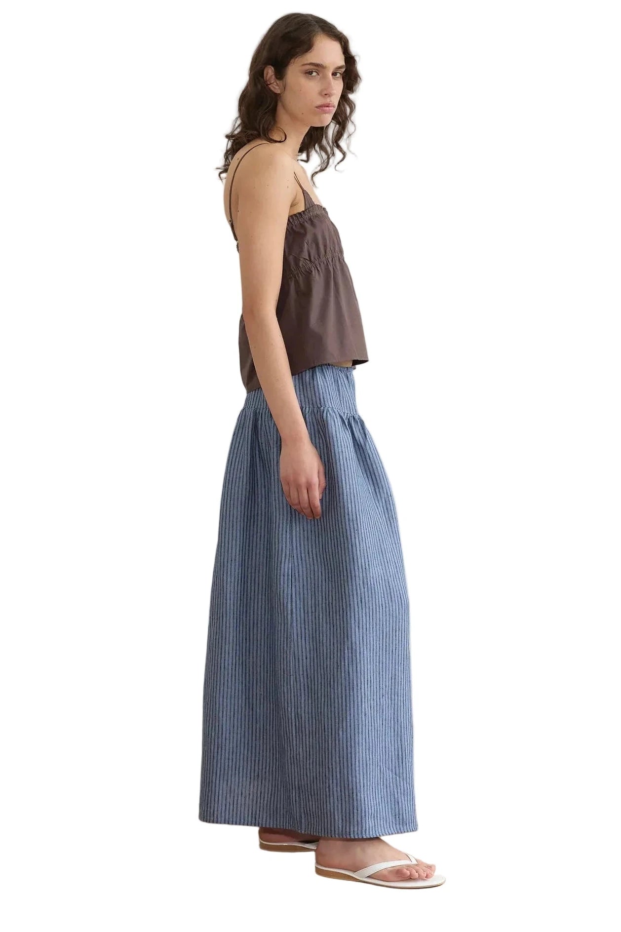 Deiji Studio Maxi Skirt in Azure Stripe