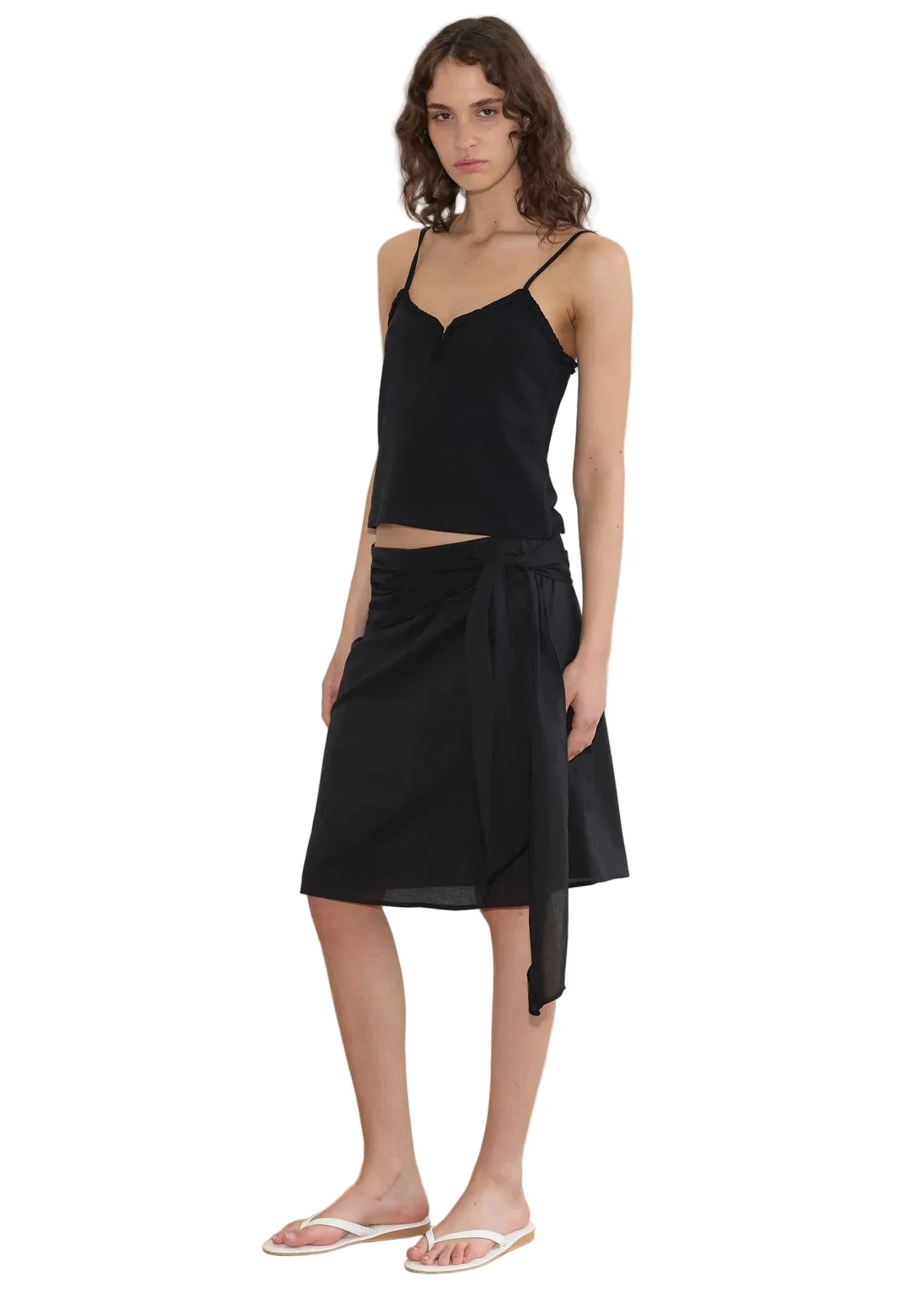 Deiji Studios Scarf Midi Skirt in Black