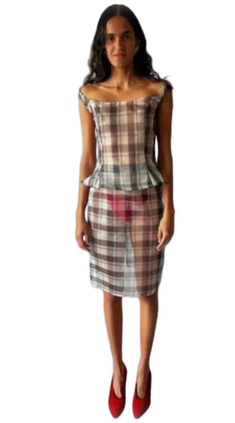 Michelle Del Rio Elena Skirt in Gray Check
