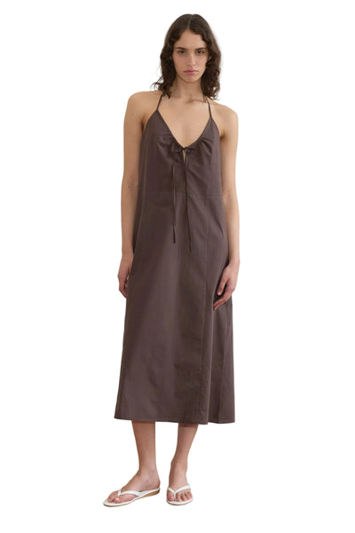 Deiji Studios Seamed Halter Dress in Sepia
