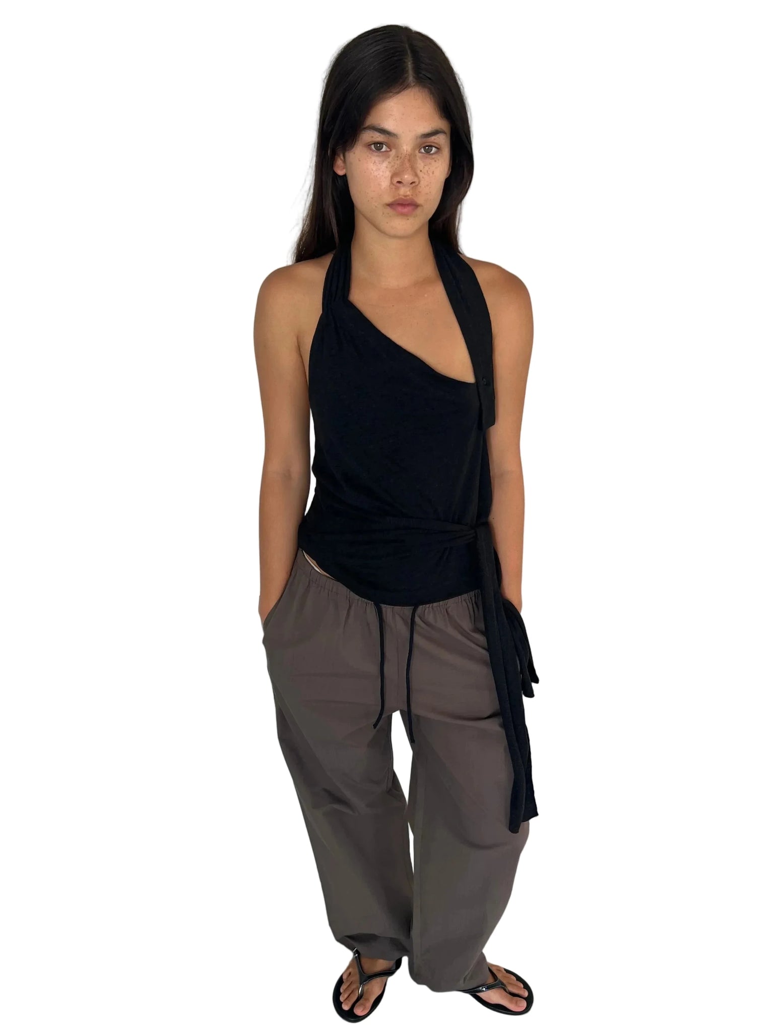 Deiji Studios Layered Pant in Khaki Check