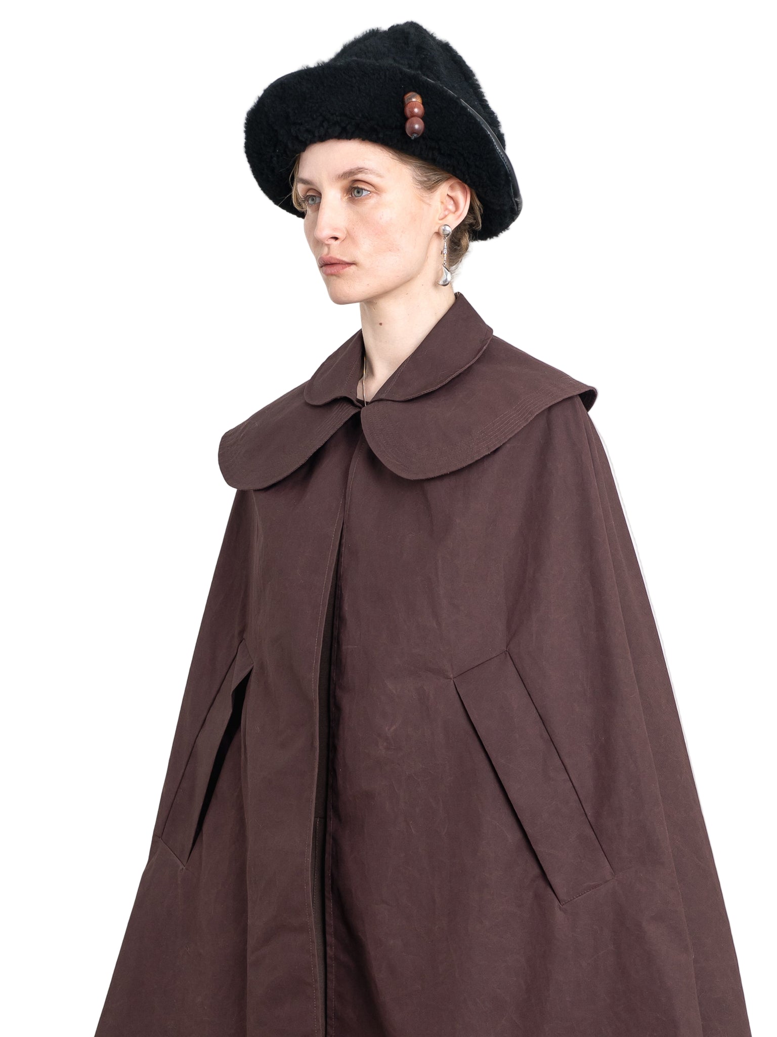 Cawley Sheepskin Sun Hat in Black