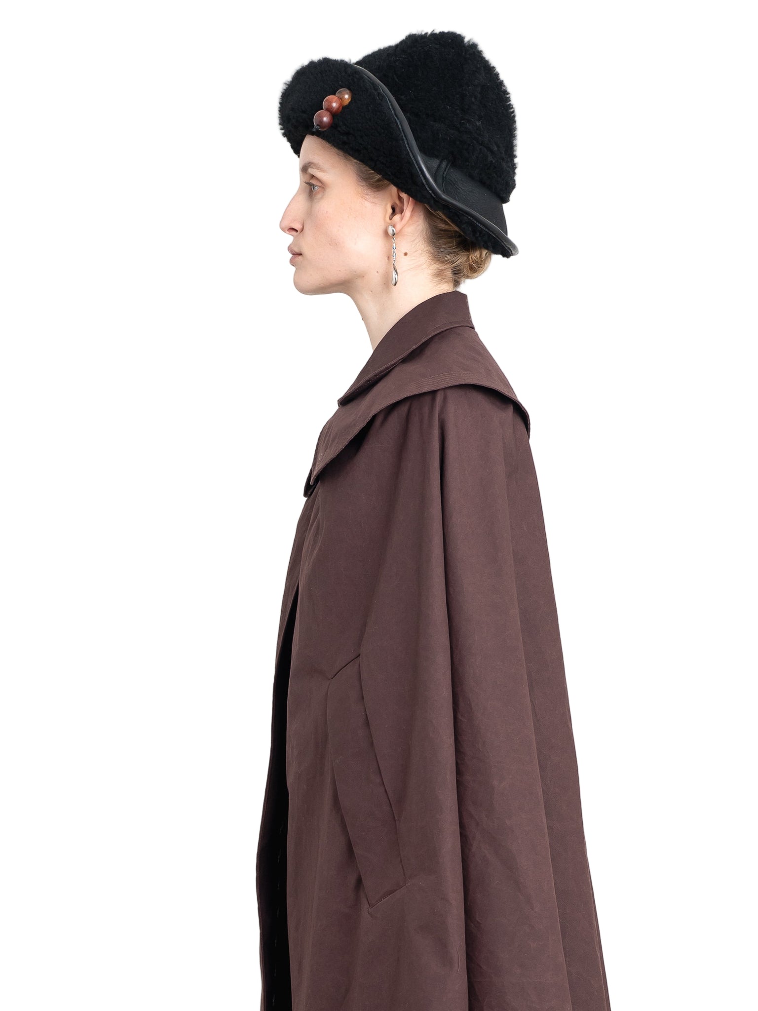 Cawley Sheepskin Sun Hat in Black