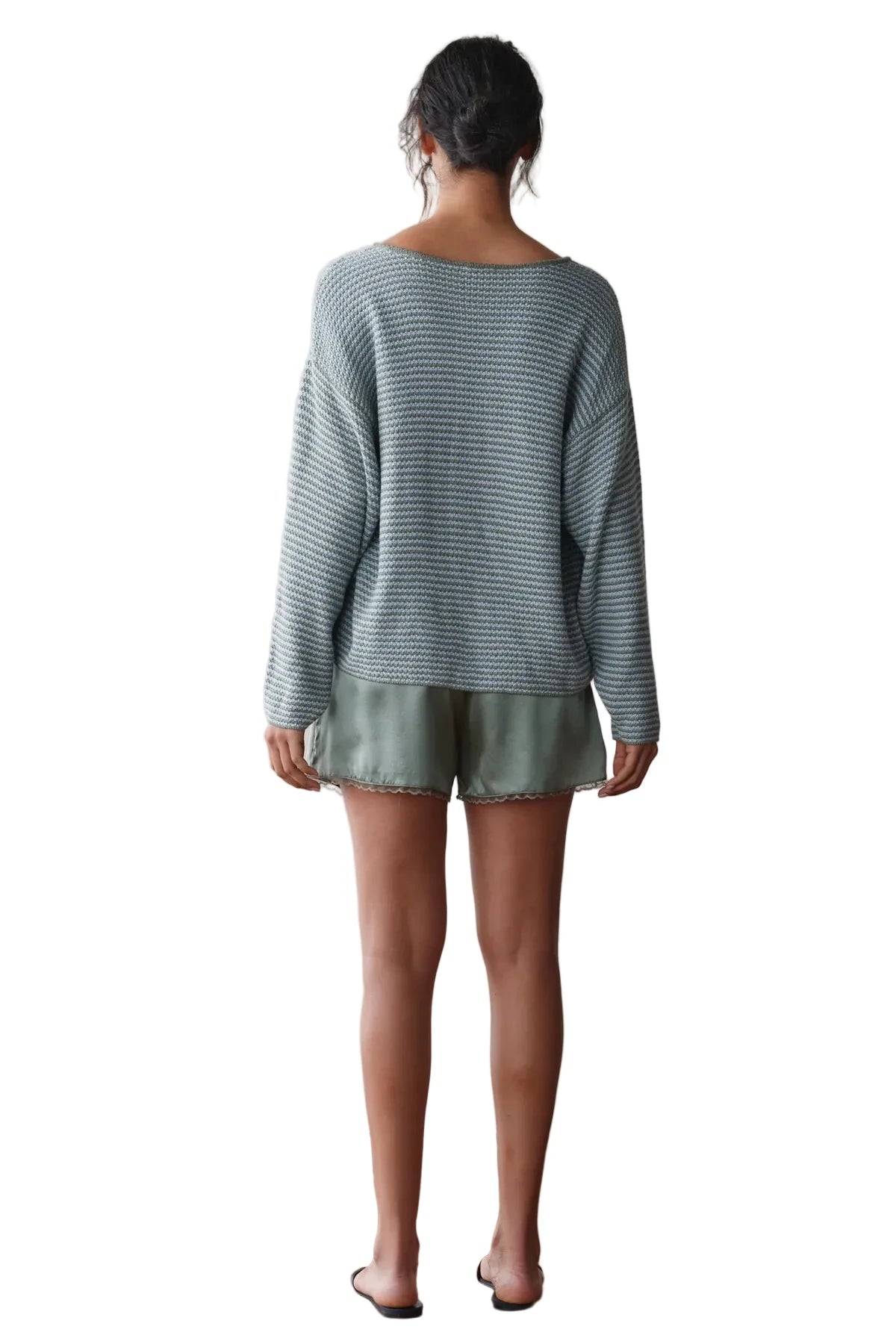 DONNI. Silk Lace Tap Short in Dill