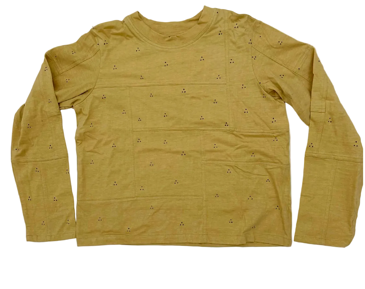 Tigra Tigra Hand Painted Dots Patchwork T-Shirt in Champagne/Black Dots