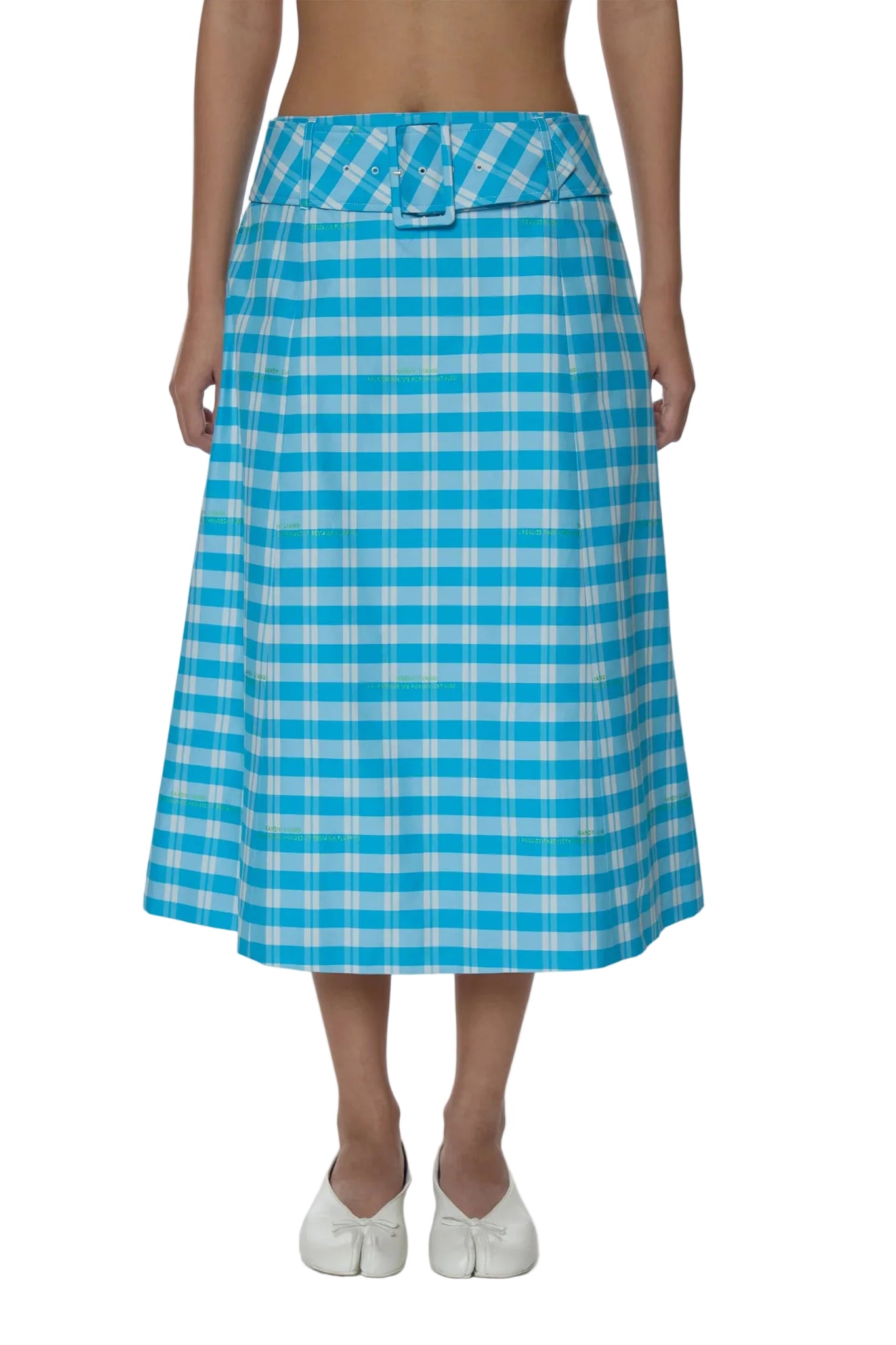 Sandy Liang Clio Skirt in Blue Multi Plaid
