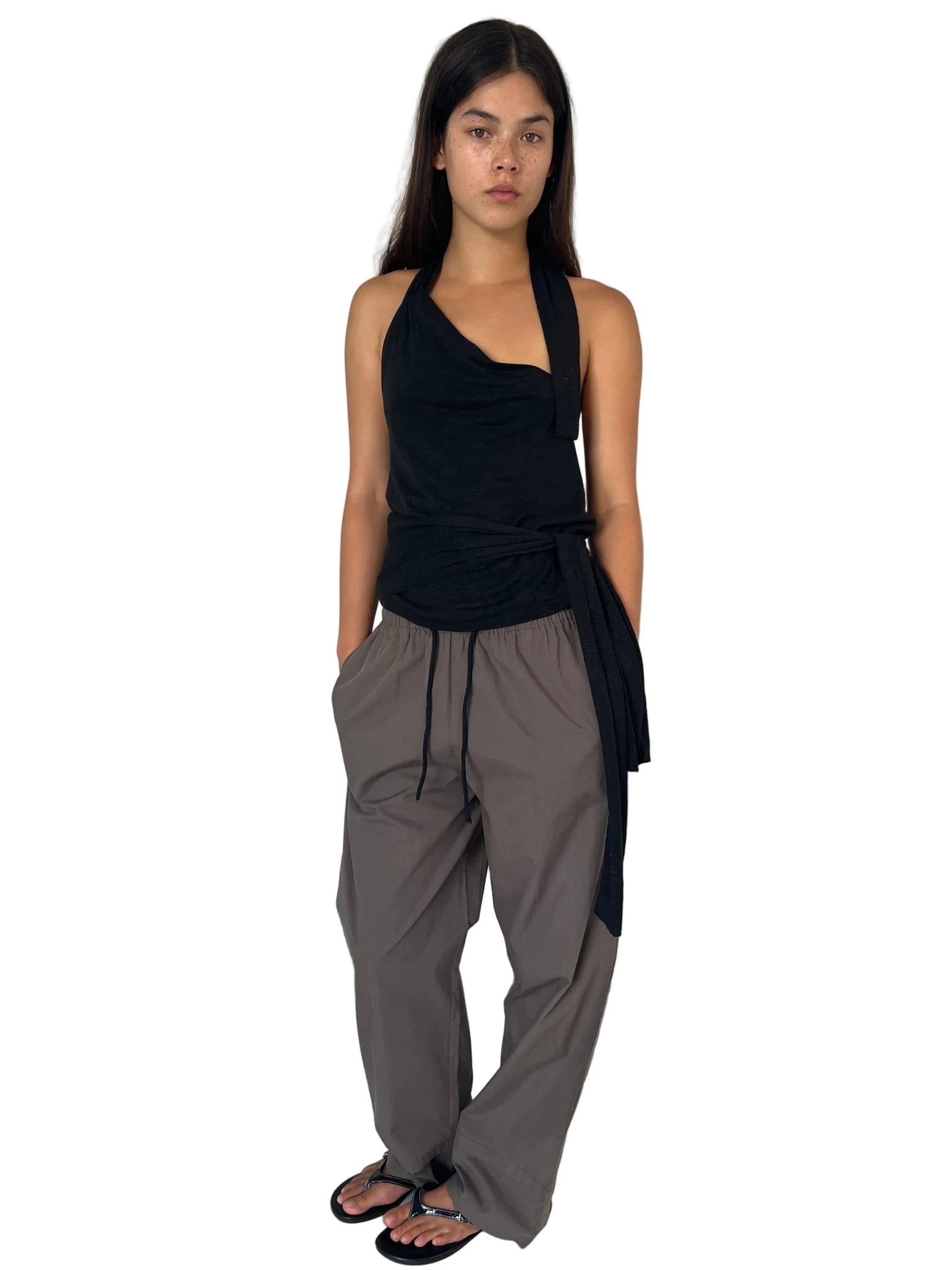 Deiji Studios Layered Pant in Khaki Check