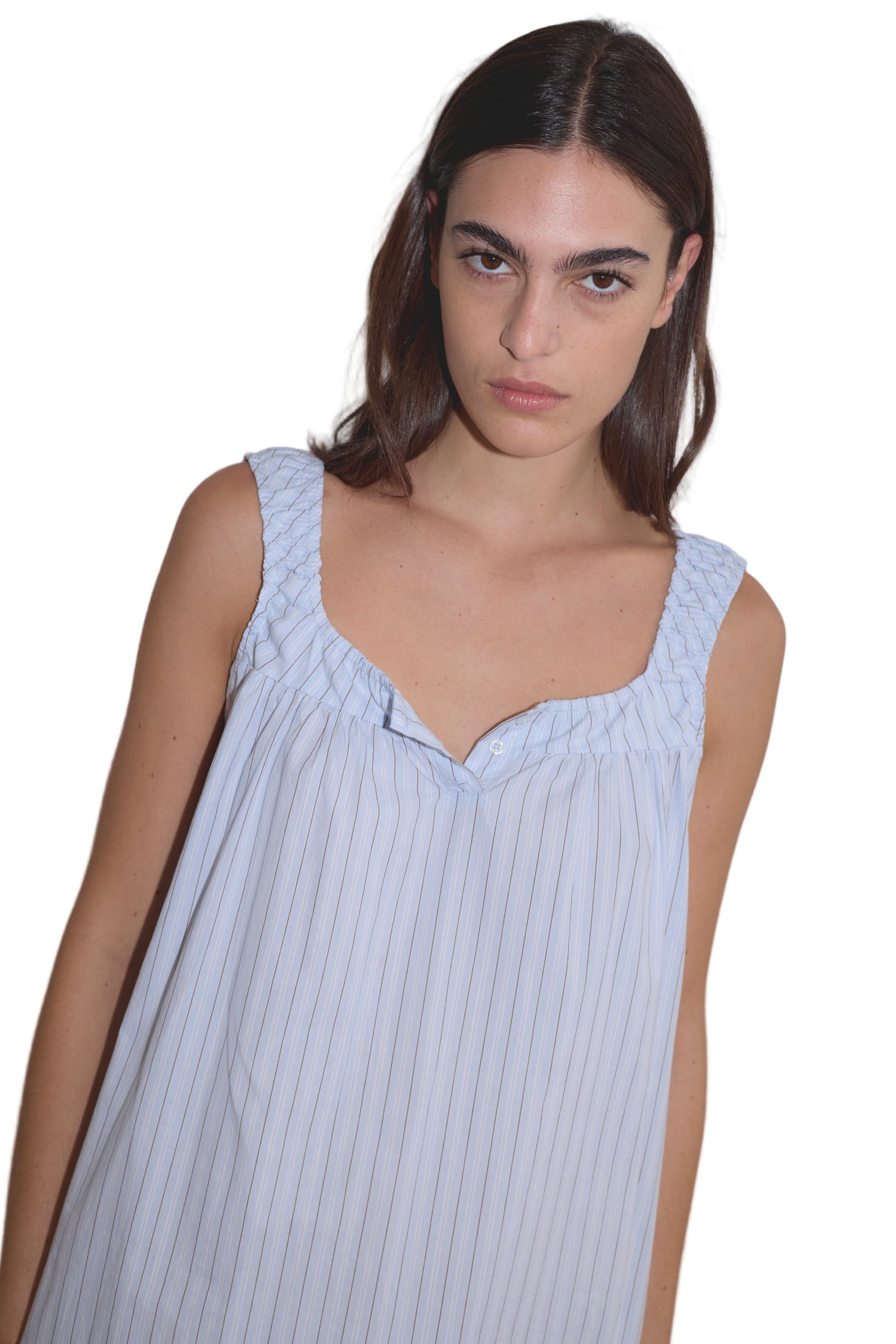 Deiji Studios Yoke Mini Dress in Mineral Stripe