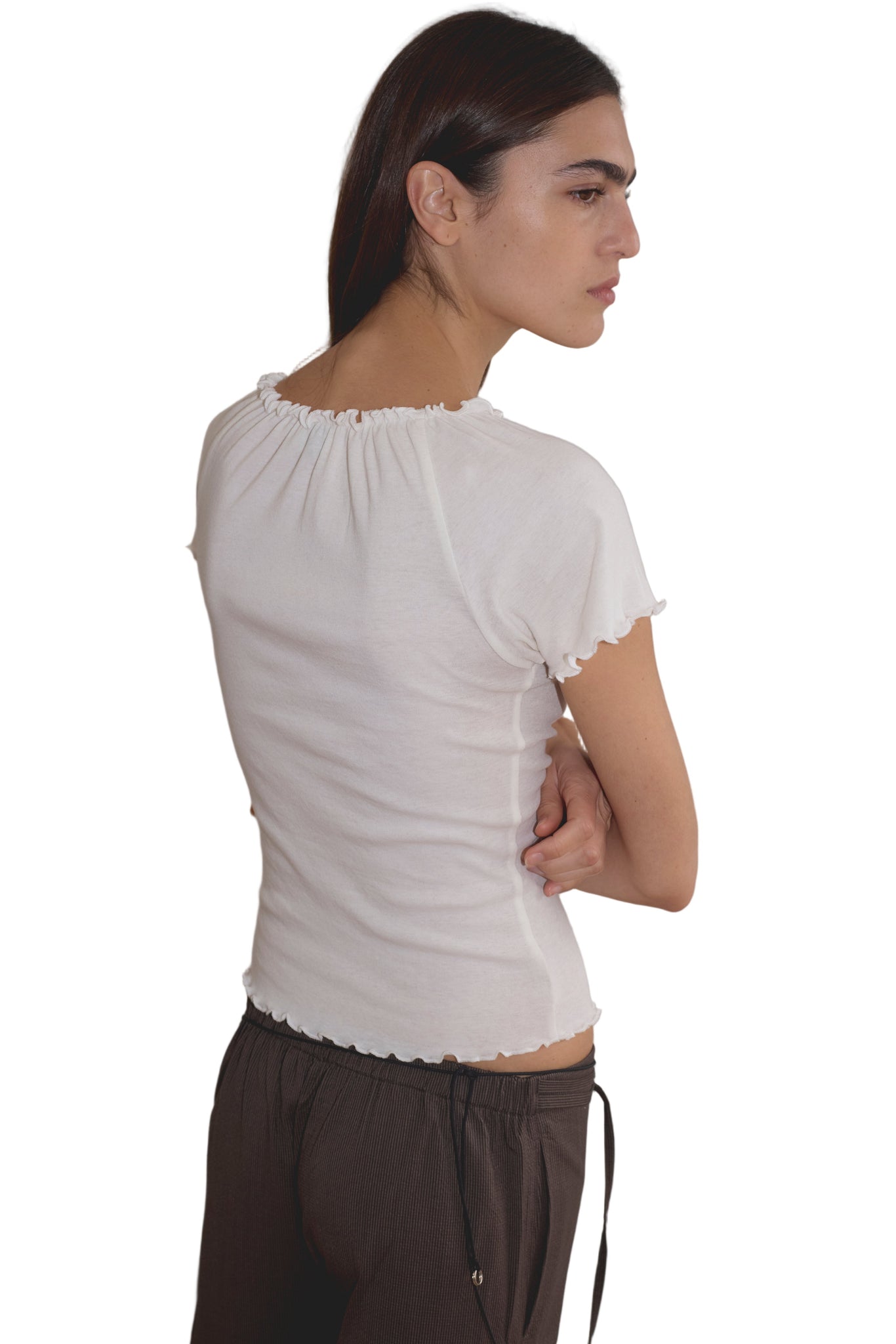 Deiji Studios Flounce Tee in Cream