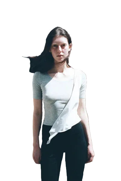 Maryam Nassir Zadeh Lara Sash Top in Allumino/White