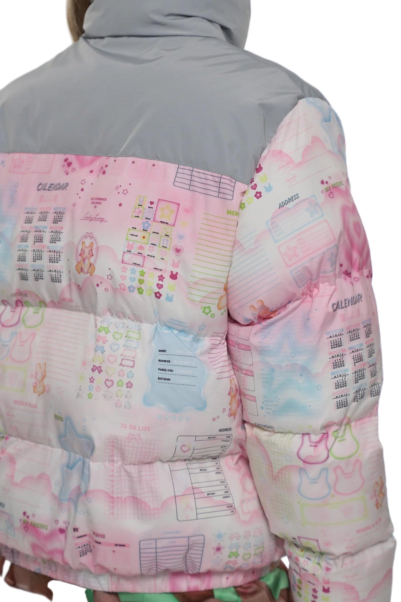 Sandy Liang Jeffey Puffer Jacket in Pink Multi