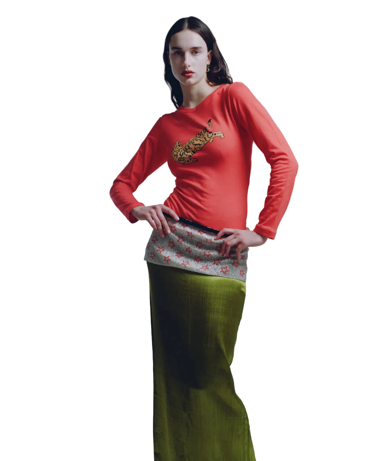Tigra Tigra Glass Beaded Wrap Belt in Clear/Red