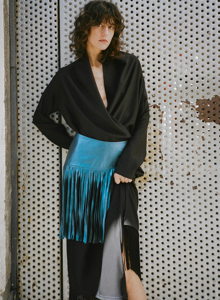 Michelle Del Rio Rio Leather Belt in Lapis