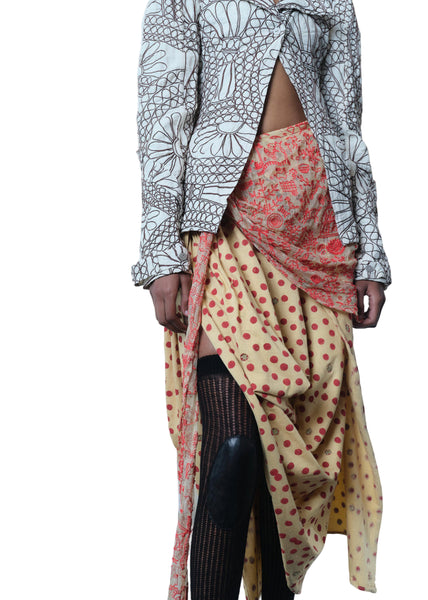 Tigra Tigra T-Shirt Kota Drape Skirt in Beige/Red