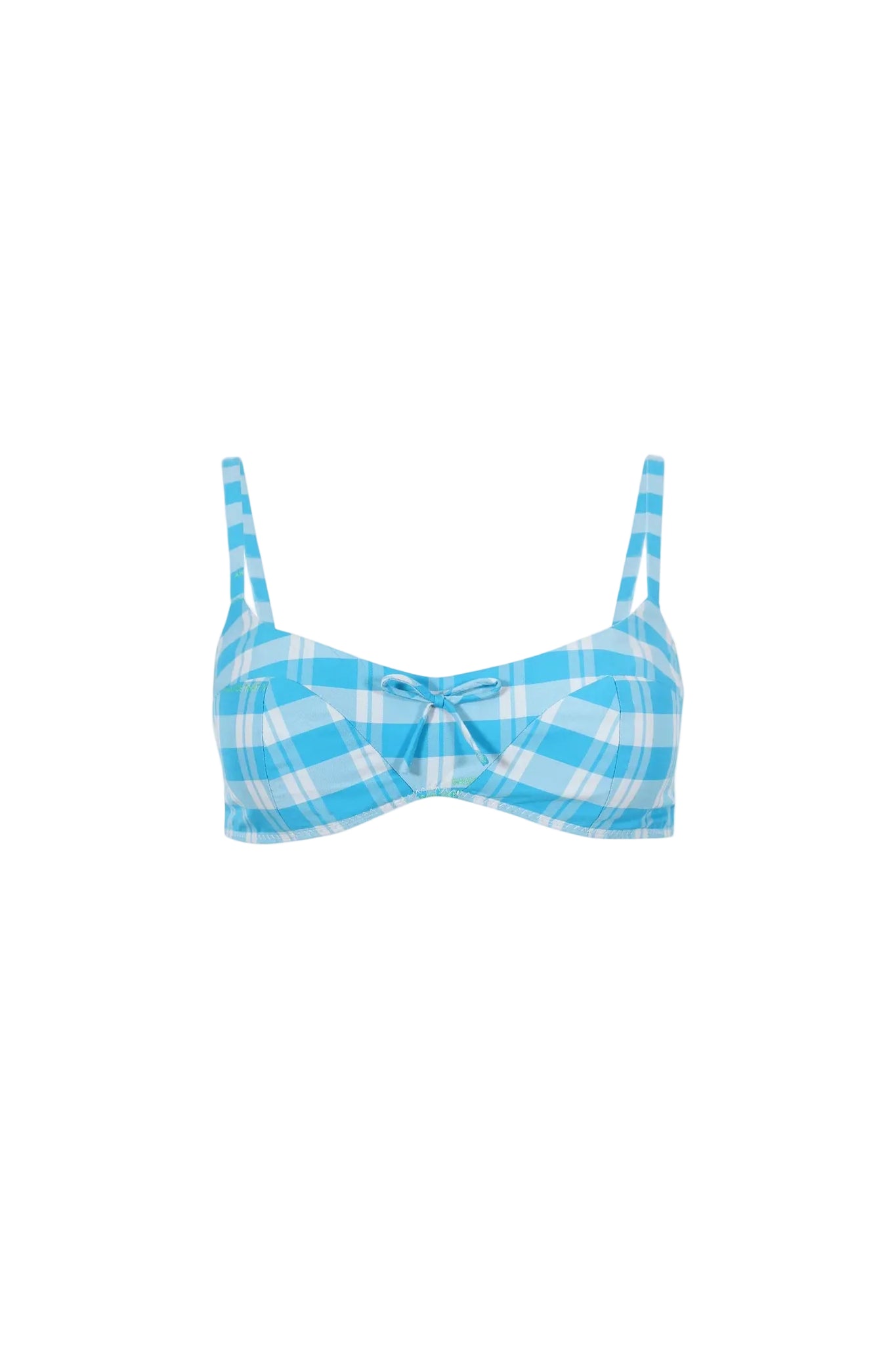 Sandy Liang Remie Bra in Blue Multi Plaid