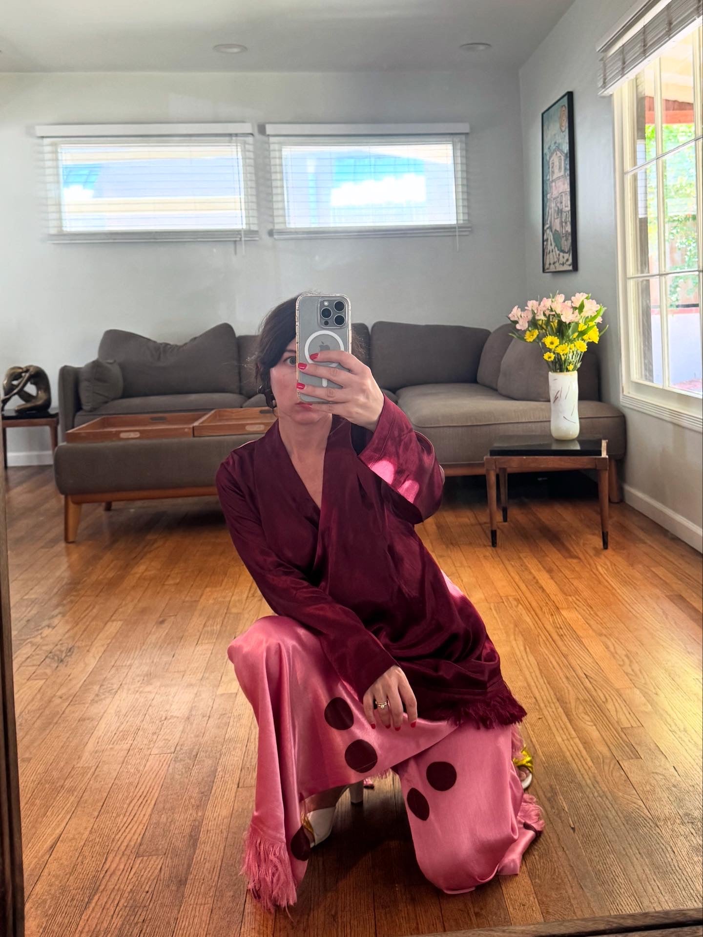 Tigra Tigra Moon Dye Wrap Top in Maroon/Pink