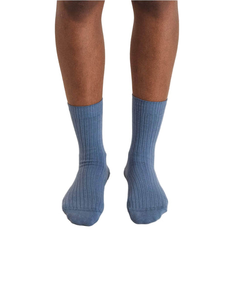 Baserange Rib Overankle Socks in Limbus Blue