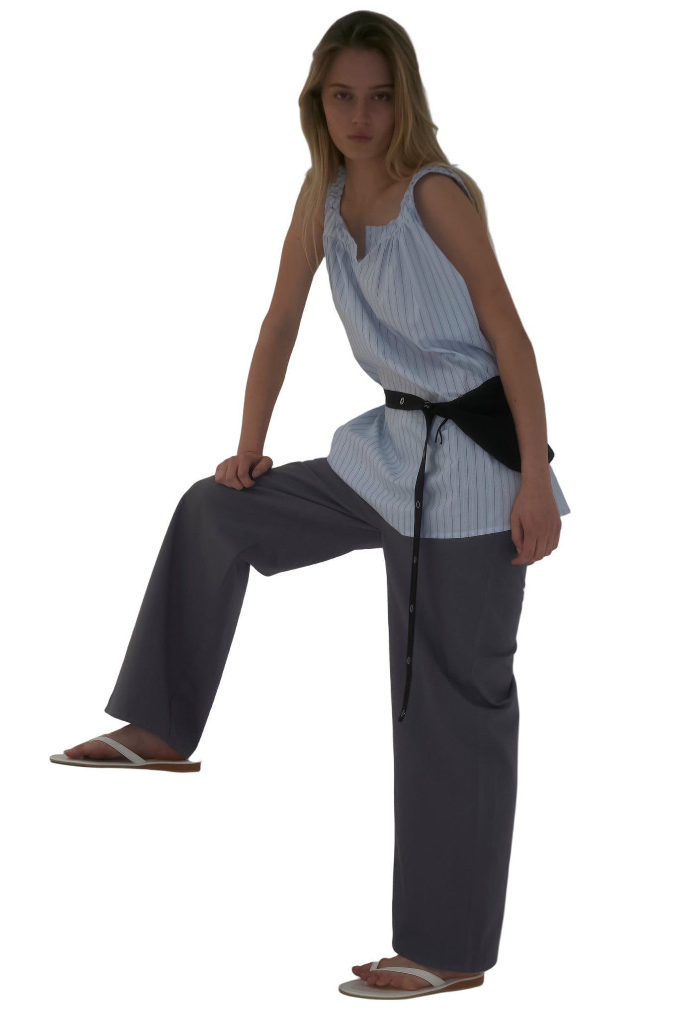 Deiji Studios Yoke Mini Dress in Mineral Stripe