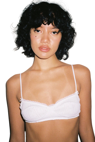 Cou Cou The Balconette Bra in White Pointelle