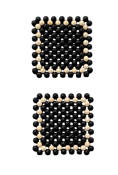 Pien Reverse Tile Coaster Set in Black/Natural