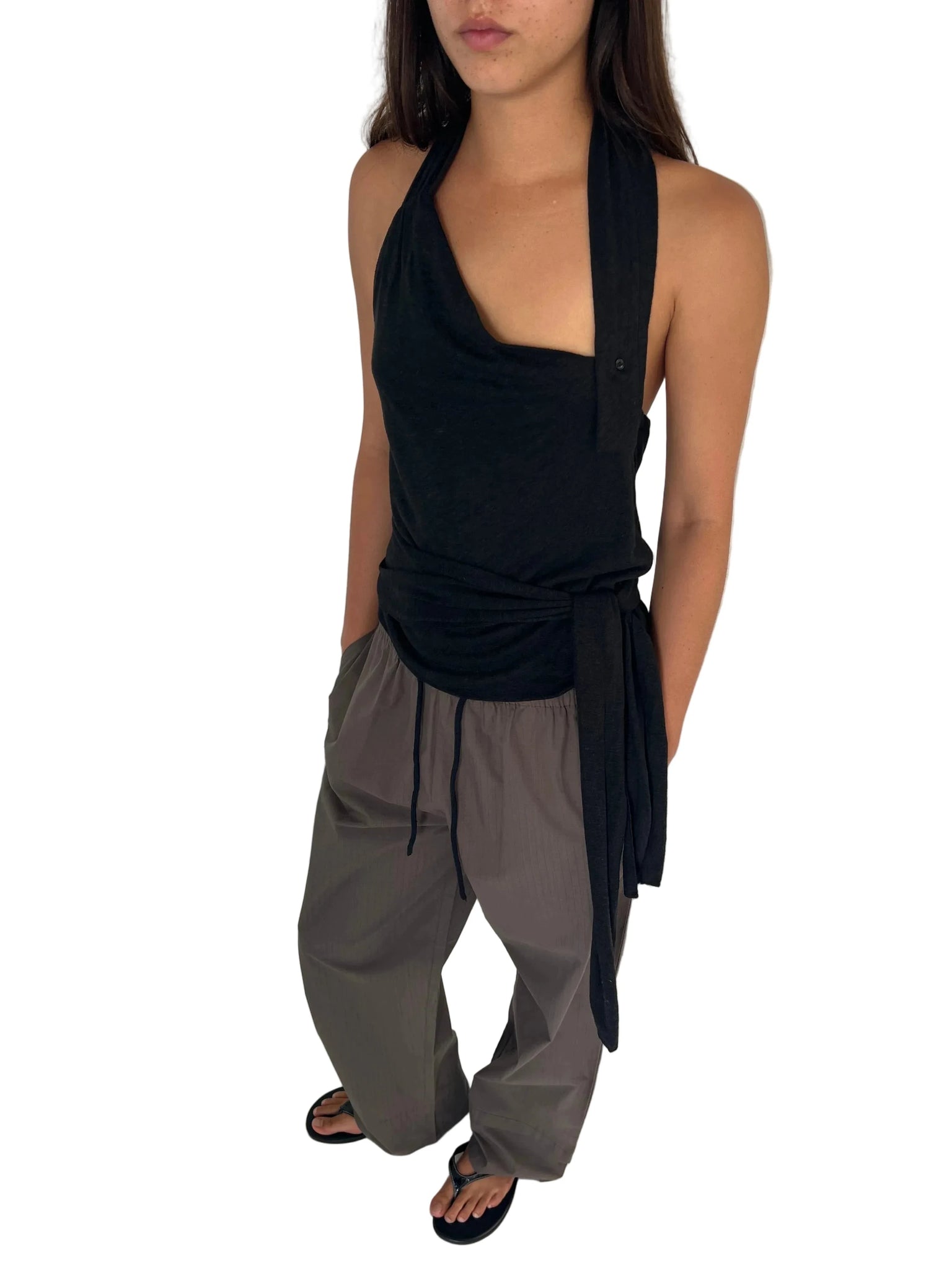 Deiji Studios Layered Pant in Khaki Check