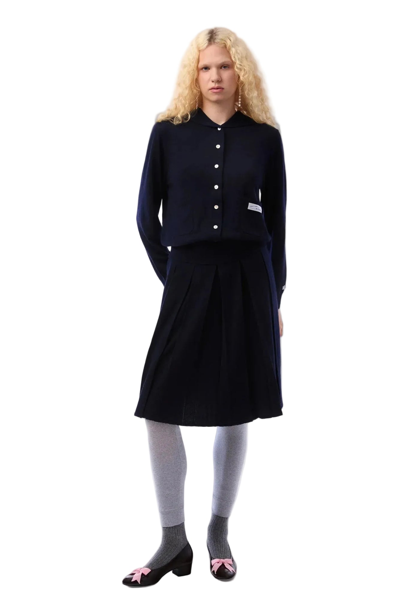 Sandy Liang Shortcake Knit Dress in Navy