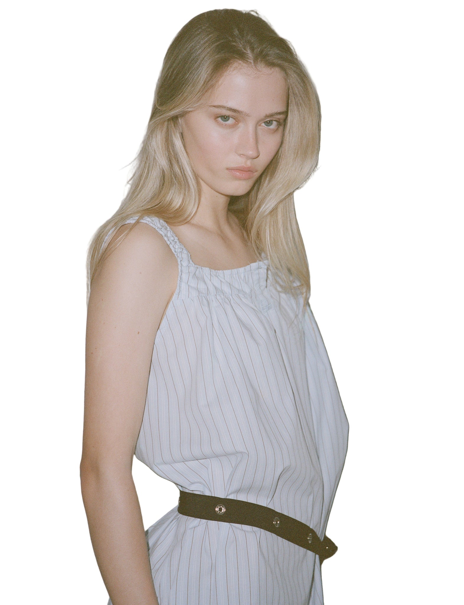 Deiji Studios Yoke Mini Dress in Mineral Stripe