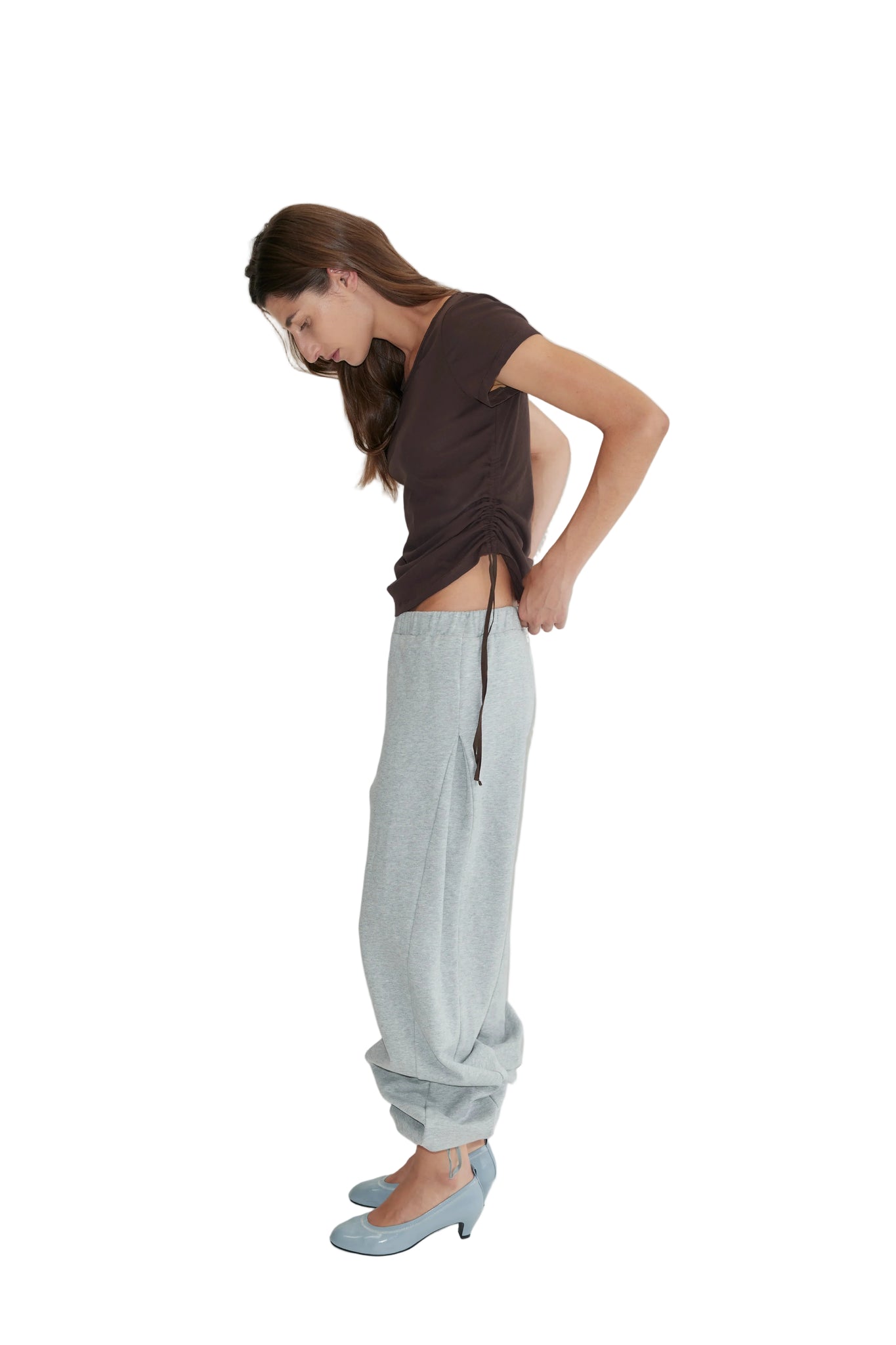 Deiji Studios Side Pleat Pant in Grey Marl