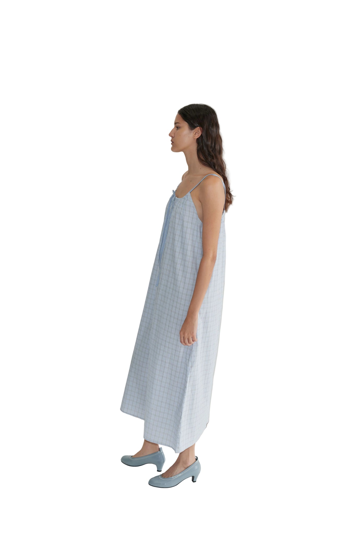 Deiji Studios Light Maxi Dress in Powder Check