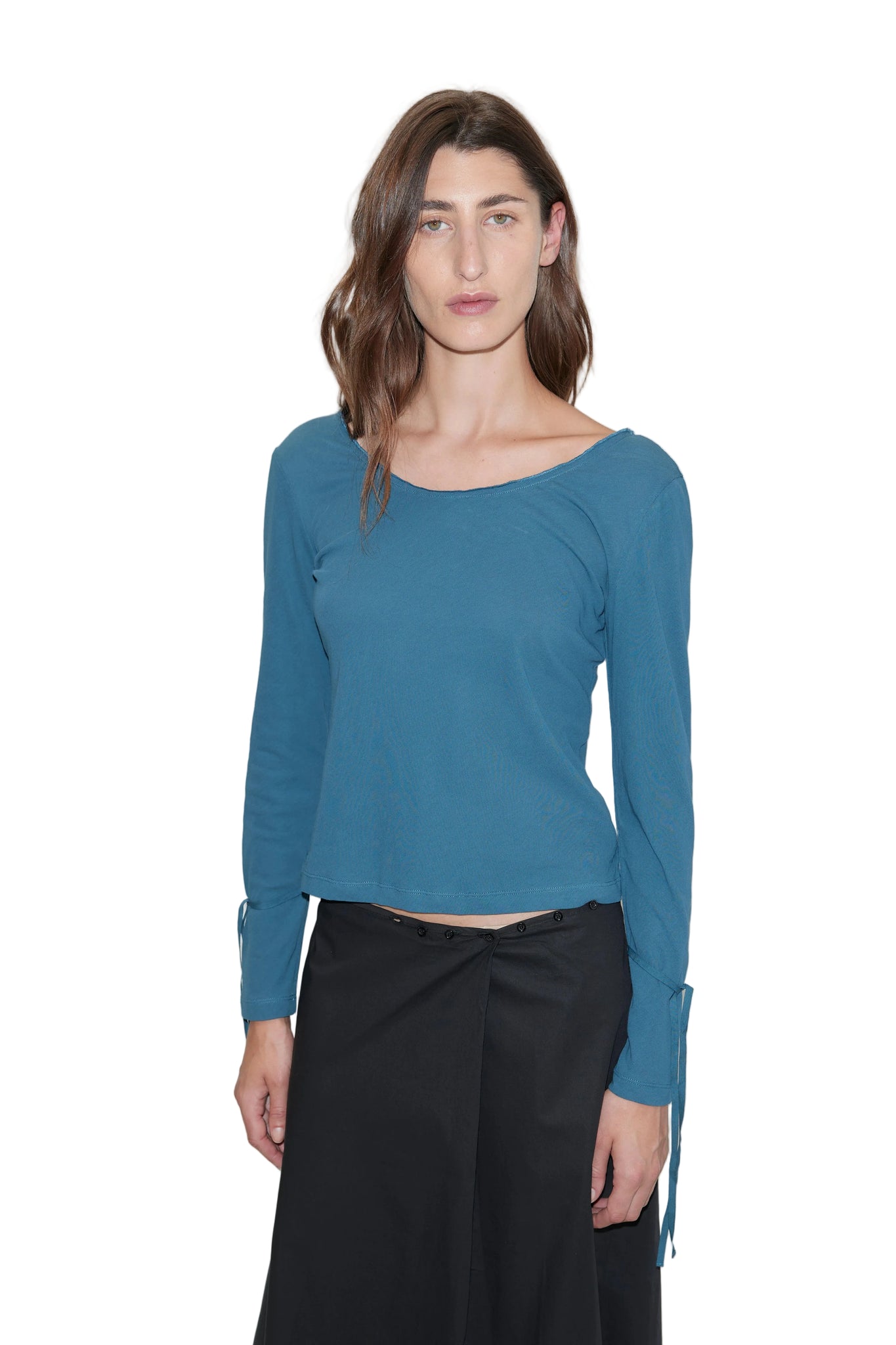Deiji Studios Cuff Tie Top in Teal