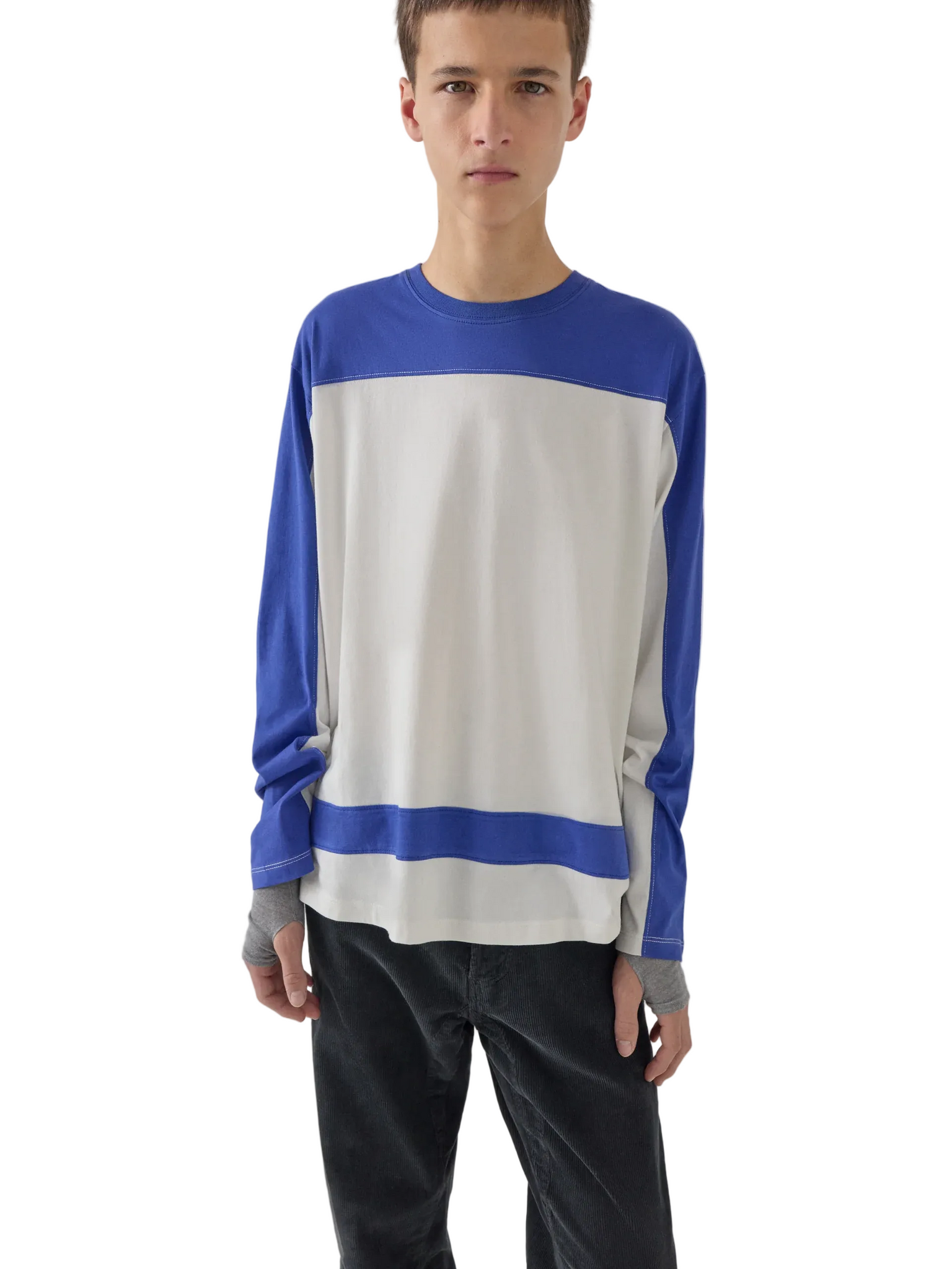 Gimaguas Dustin Long Sleeve T-shirt in White/Navy
