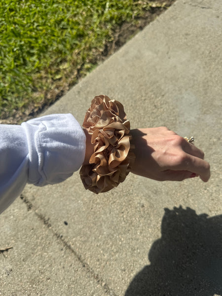 Maryam Nassir Zadeh Carnation Scrunchie in Latte Satin