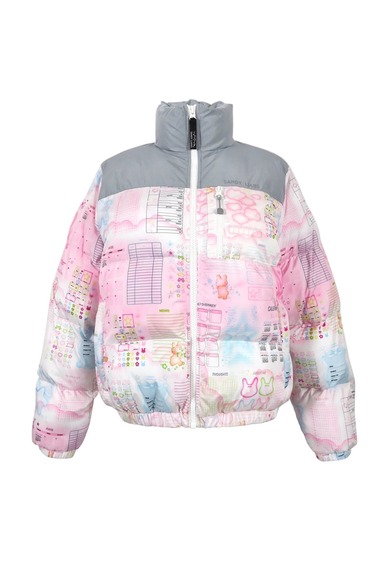 Sandy Liang Jeffey Puffer Jacket in Pink Multi